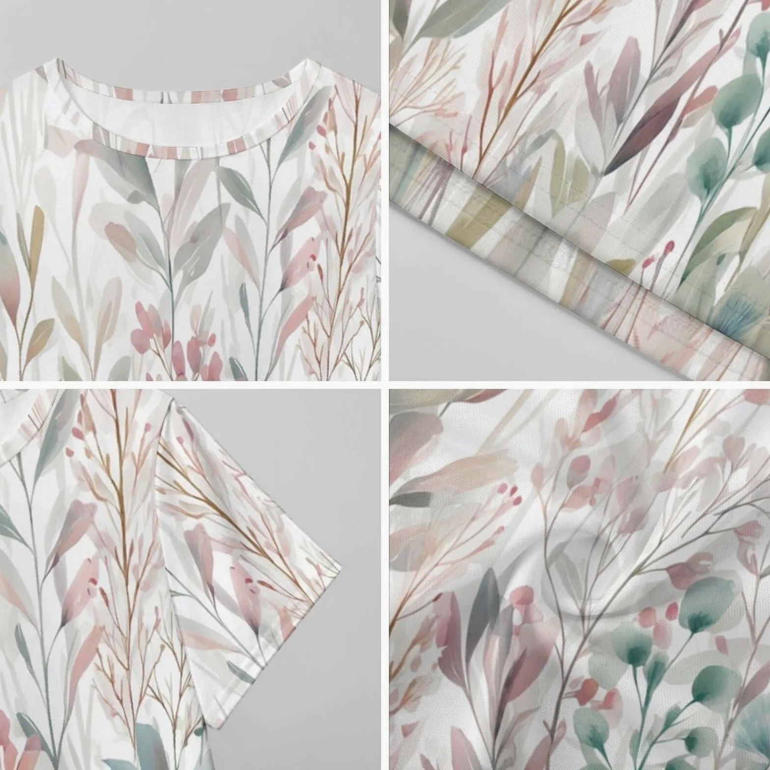 Camisones De Mujer - Hermosas Flores Silvestres Camisón De Manga Corta para Estar En Casa Tallas S-3Xl Holgado Largo Suave para El Verano.