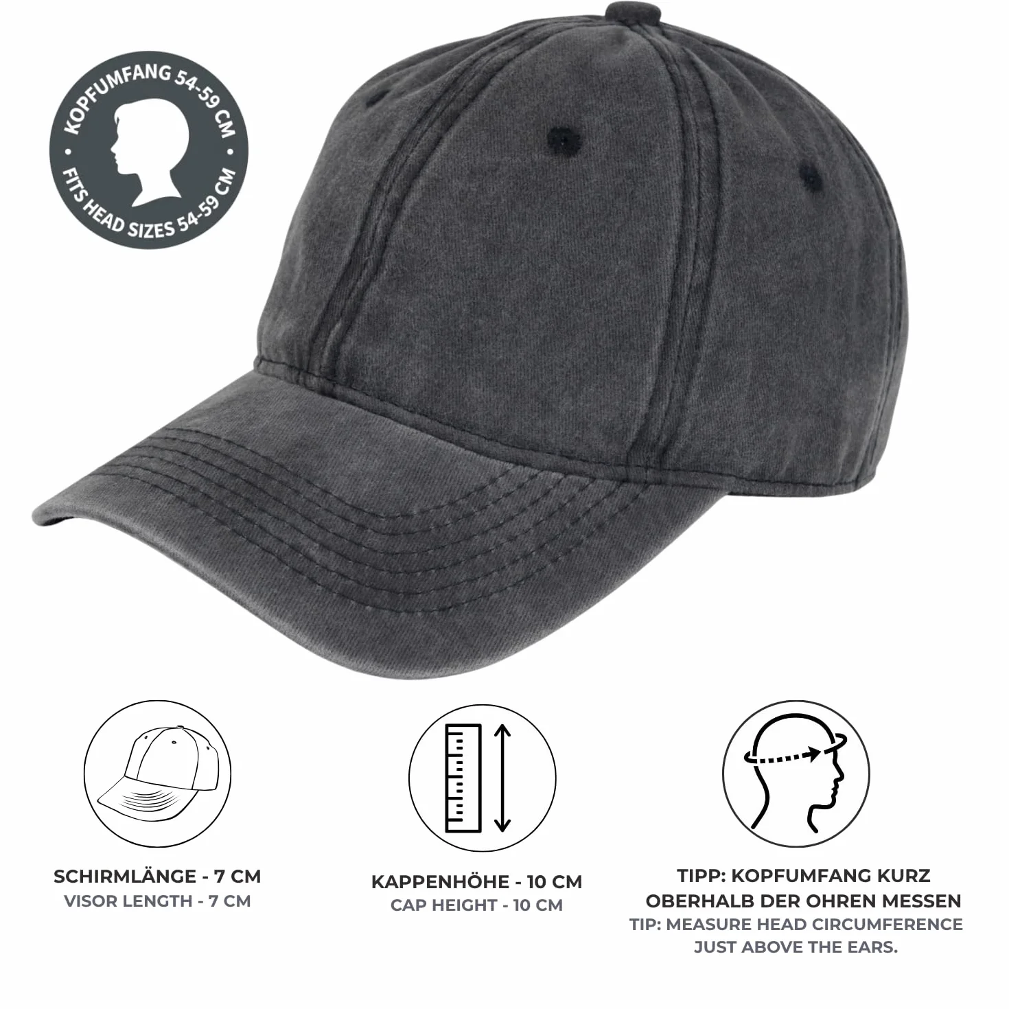 styleBREAKER Gorra Vaquera Vintage 6 Paneles Estrella Camuflaje Número 52 Cosido Apariencia desgastada Gorra Béisbol Ajustable Unisex