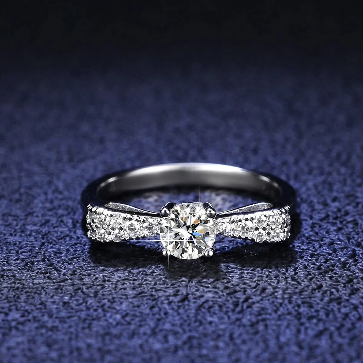 Anillo de oro para mujer, oro blanco, alianzas únicas con moissanite de 0,5 quilates, anillo de boda de oro auténtico para mujer