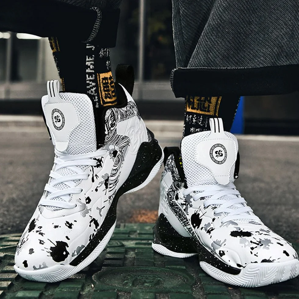 Zapatos de Baloncesto Hombre Mujeres Graffiti Caña Alta Unisex Antideslizantes Cómodos 35-45 EU