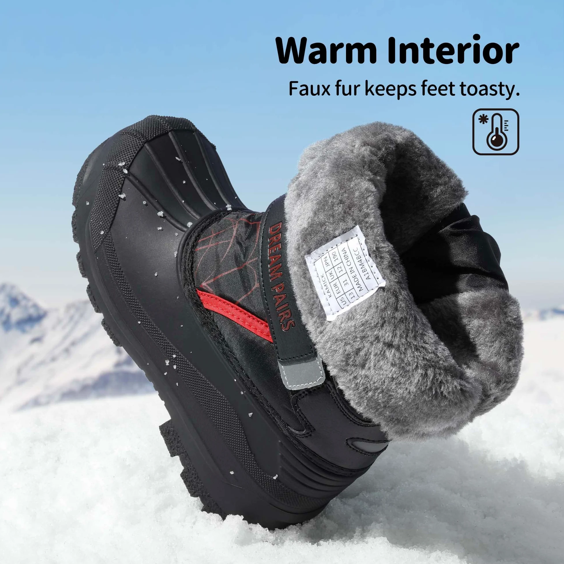 DREAM PAIRS Kids Botas de Nieve Invierno Ninos con Forro Calido Zapatos de Senderismo con Cordones Impermeables Acolchados Pesados KAMICK