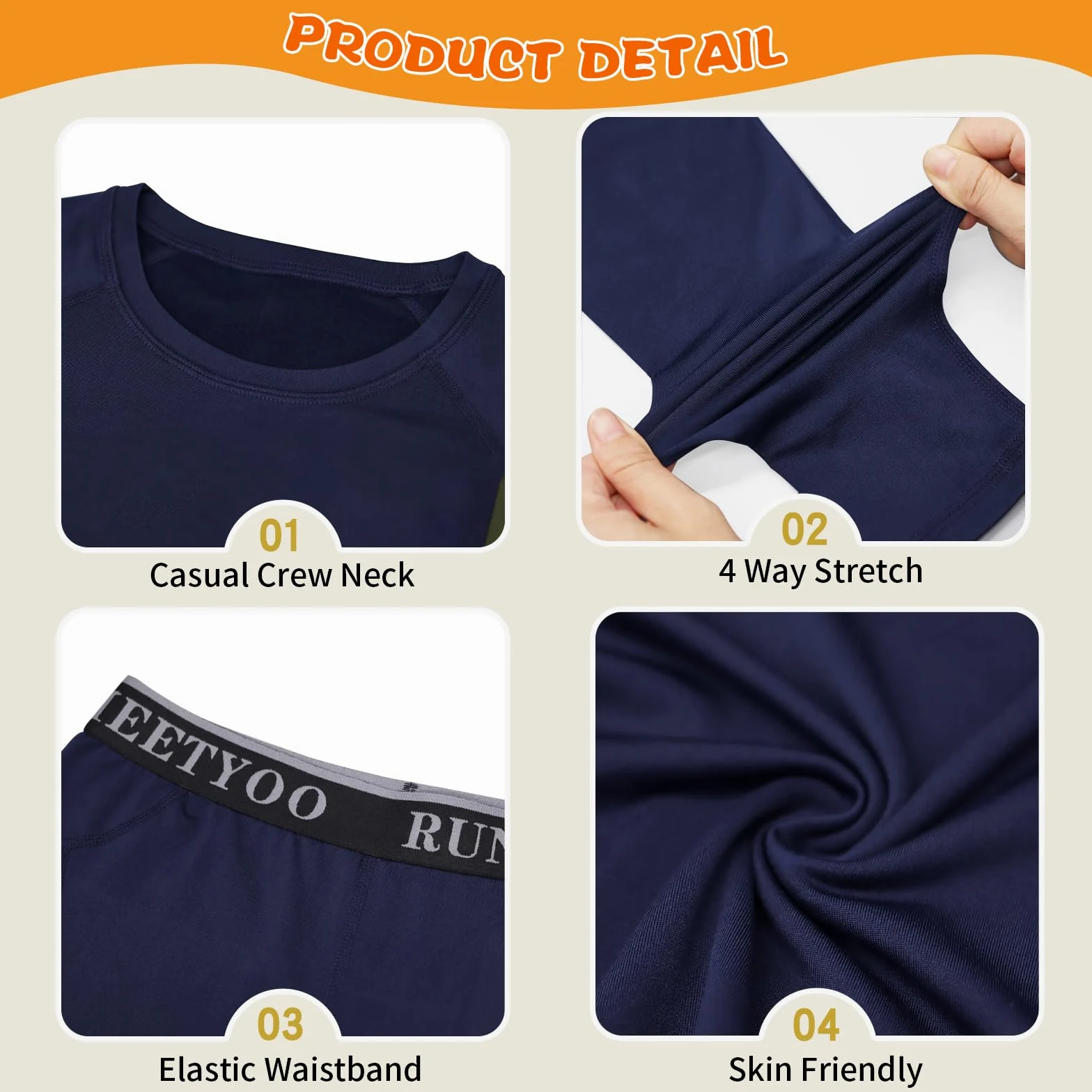 MEETYOO 2 Packs Ropa Interior Térmica Niños Camiseta Térmica Invierno Manga Larga Pantalones Cortos Esquí Deporte Transpirable Cálido Capa Base Ropa Interior Set