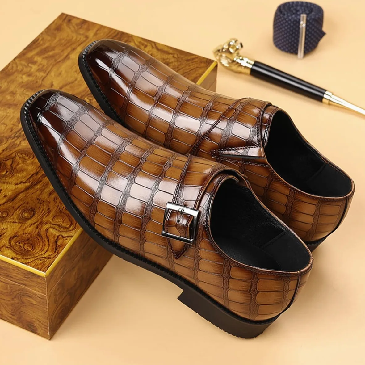 Zapatos de Vestir Monk Strap para Hombre Zapatos de Cuero clásicos Zapatos de Oxfords Negocios cómodos para Formales