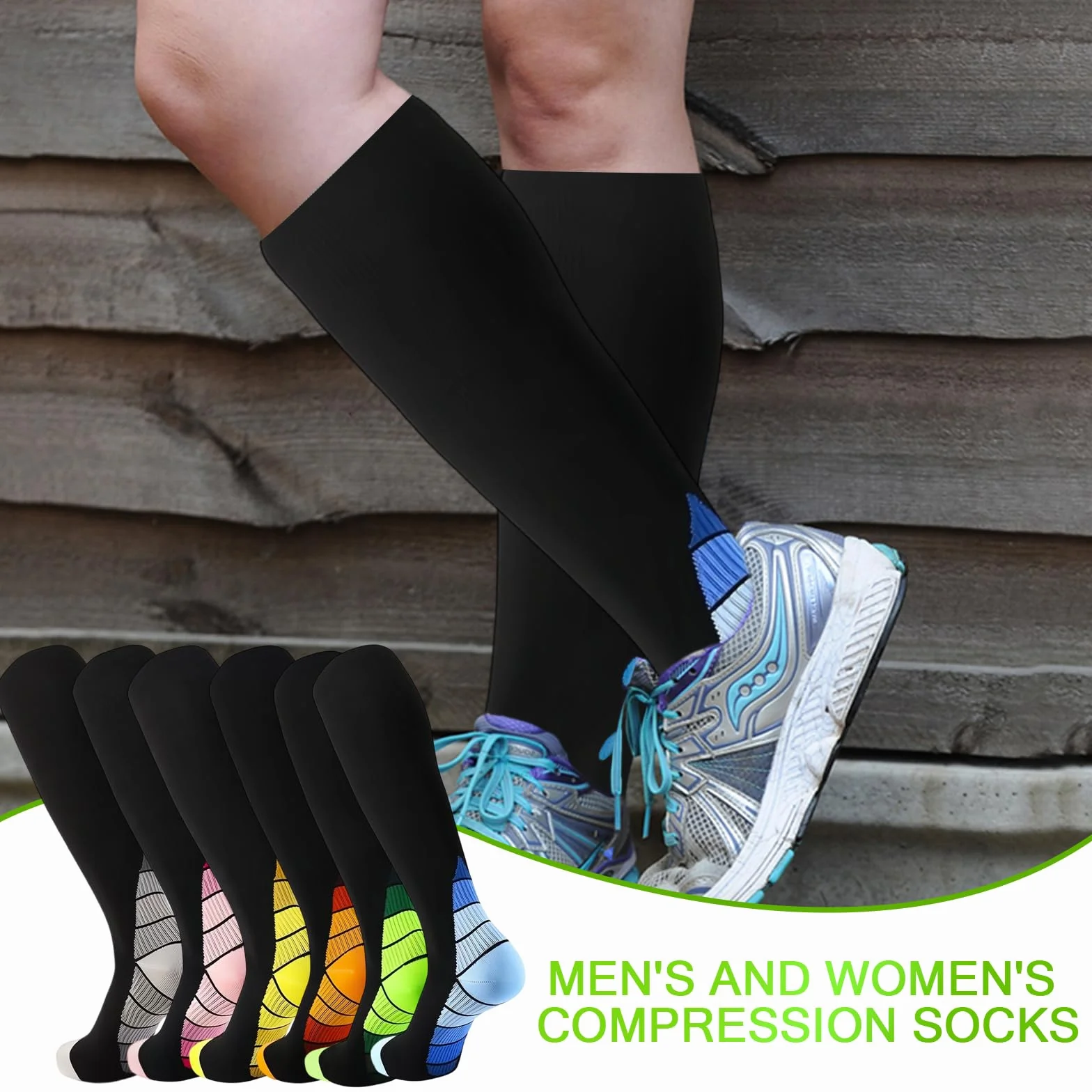 Medias de Compresión para Mujer y Hombre, Calcetines de Compresión para Varices, 6 Pares