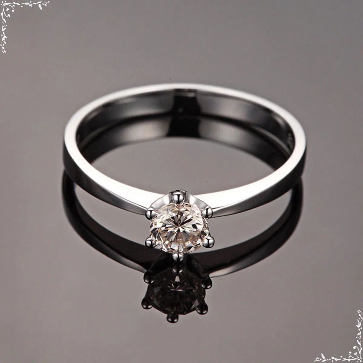 Oro Blanco 18K Anillos Compromiso, 0.3 Quilates Diamante Anillo Pareja Mujers Plata, Solitario Promiso Anillo Joyas Clásicas Talla 6,75-25