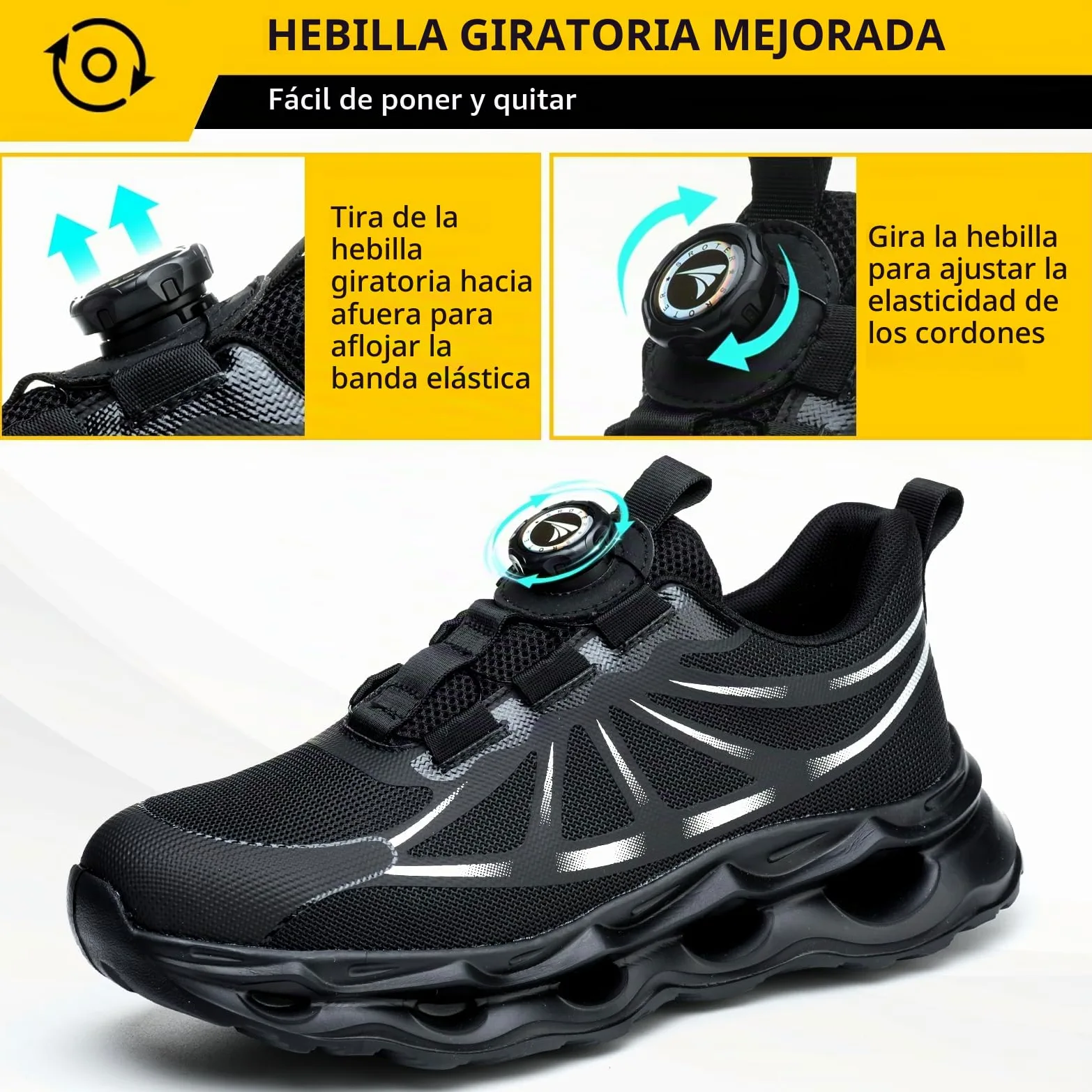 RASEARY Zapatos de Seguridad para Hombre Mujer Ligero Zapatos de Trabajo con Punta de Acero Antideslizantes Zapatillas Trabajo Transpirables Comodo Calzado