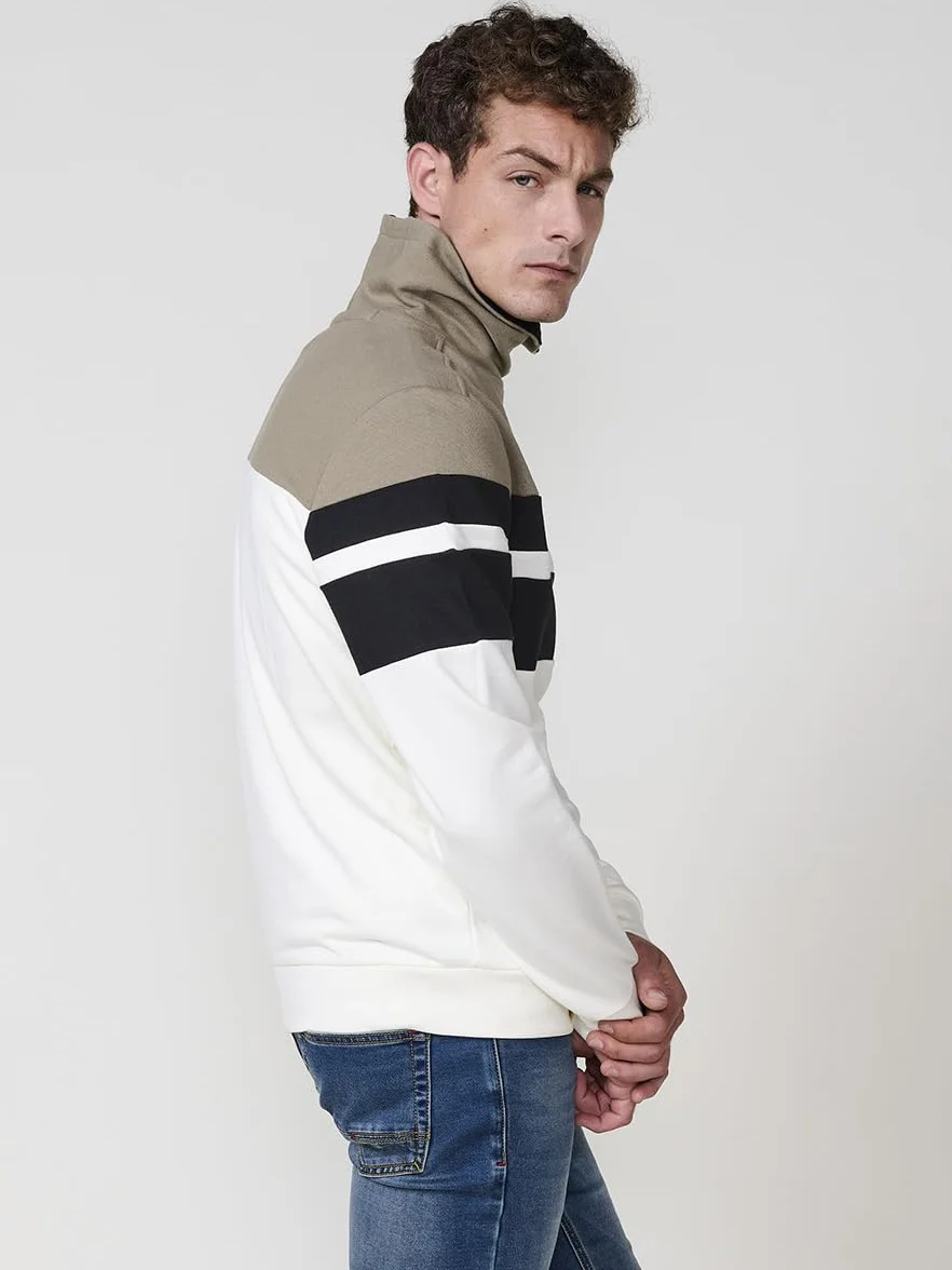 Koroshi Sudadera Hombre Cuello Alto Cremallera Rayas 2521SU14