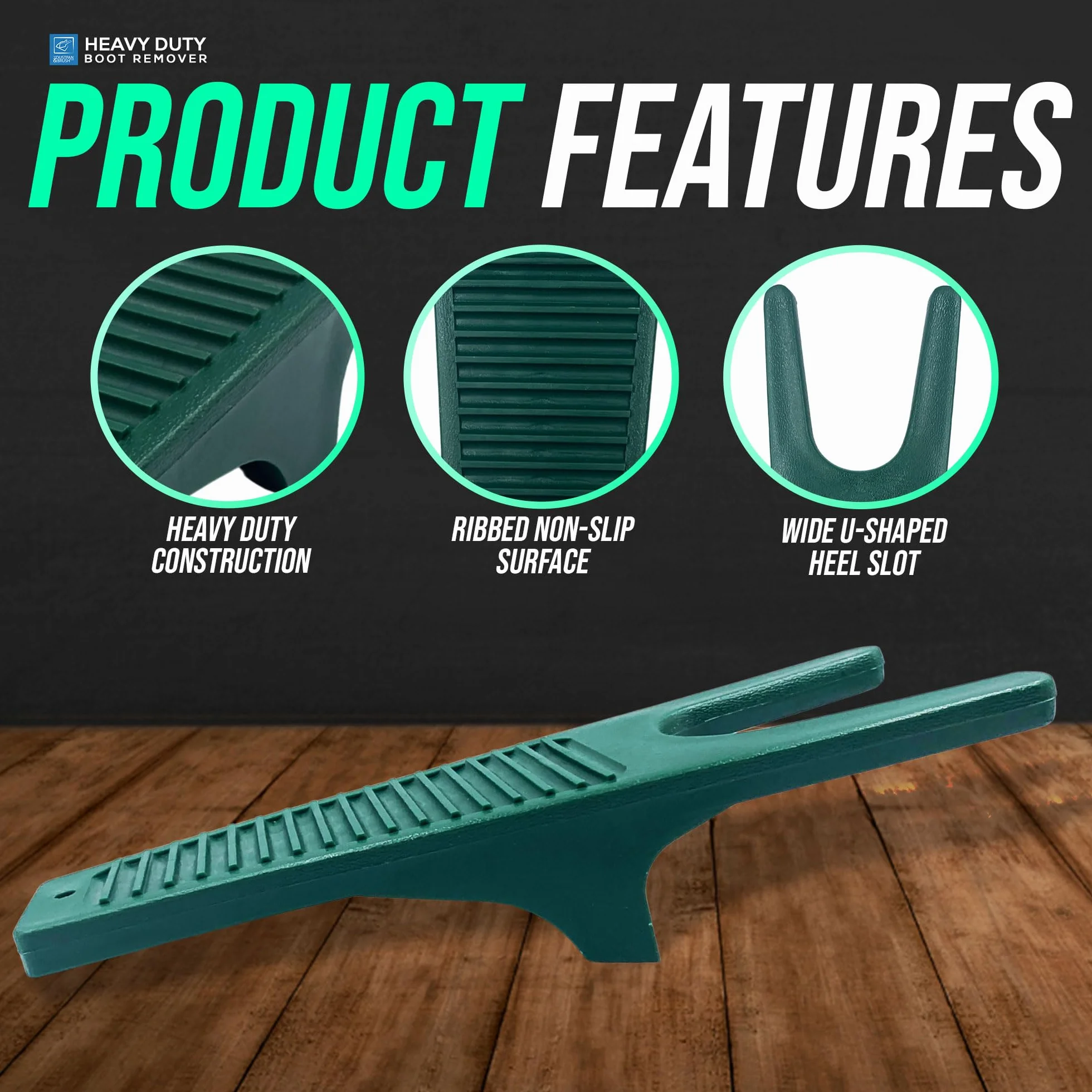 Extractor de botas de agua con rascador de construcción duradera, ideal para botas de equitación o caminar y zapatos de barro, color verde oscuro,