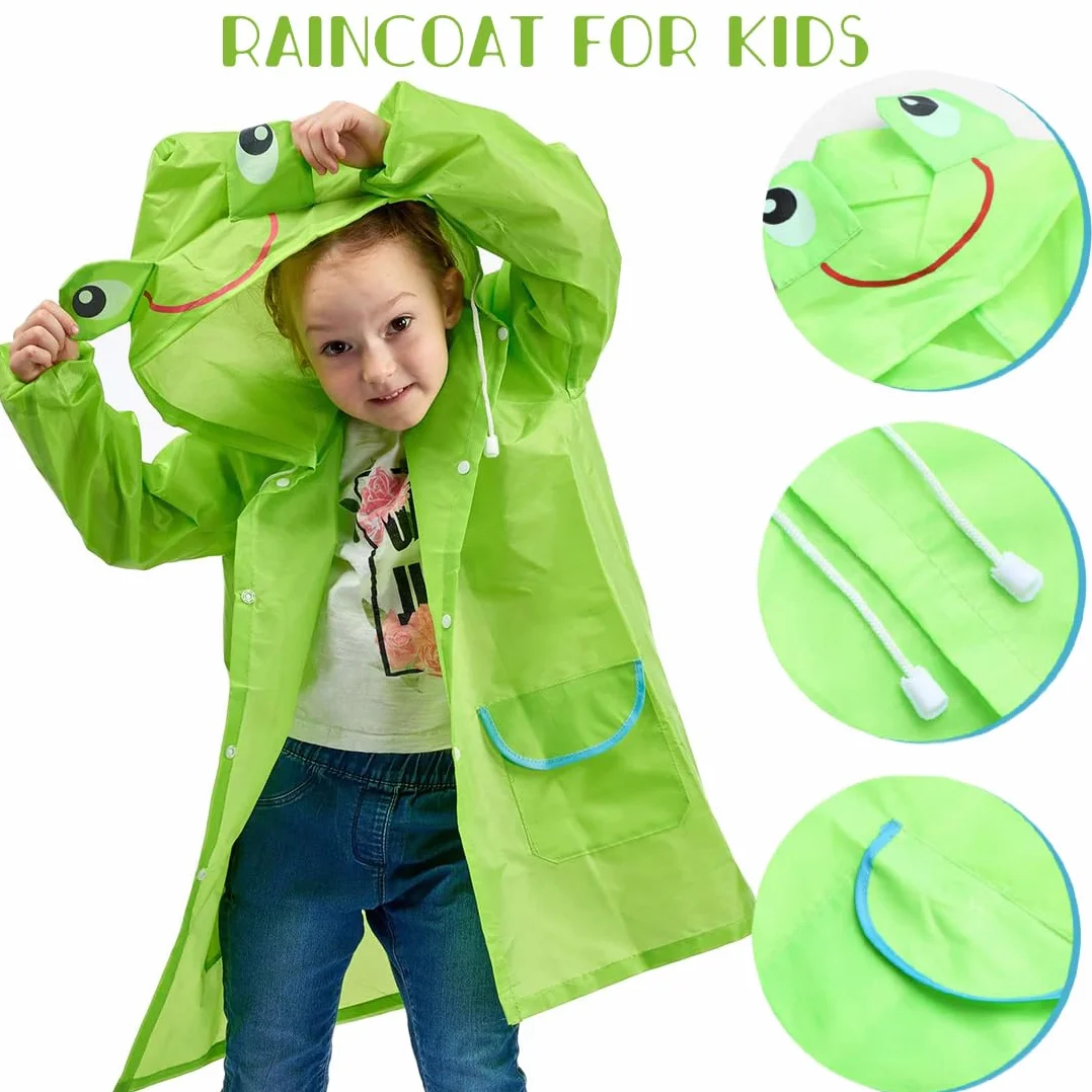 Chaqueta de Poncho de Lluvia para Niños y Niñas Gorro de Rana Impermeable Verde 4 Años