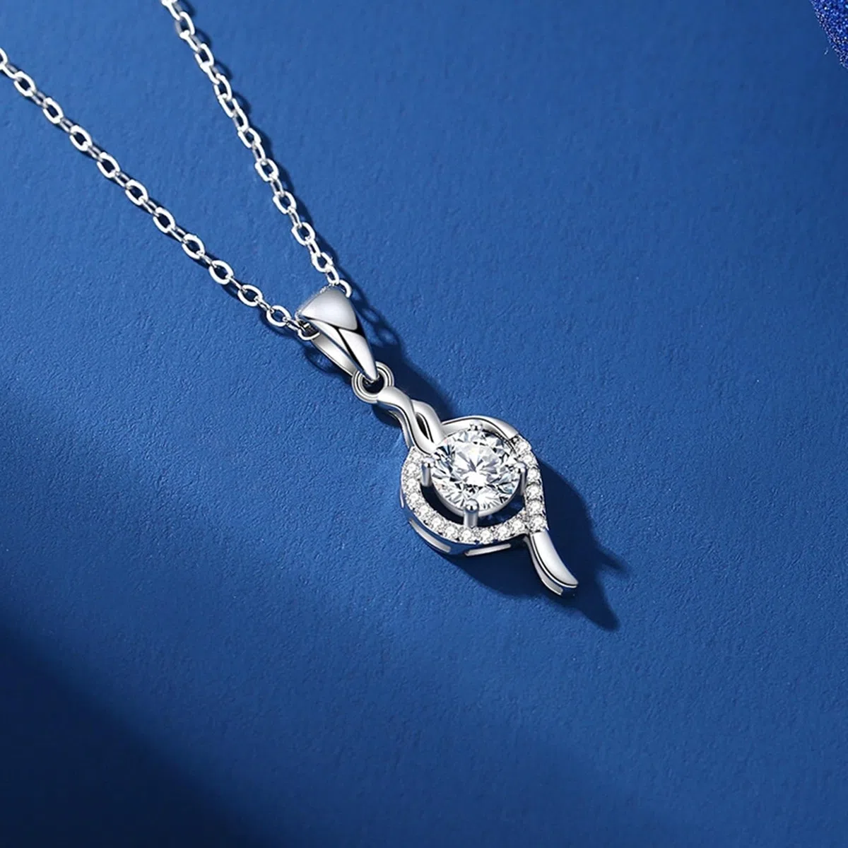 Collares de moda para mujer con moissanita, collar de oro rosa, cinta de halo de boda, cumpleaños