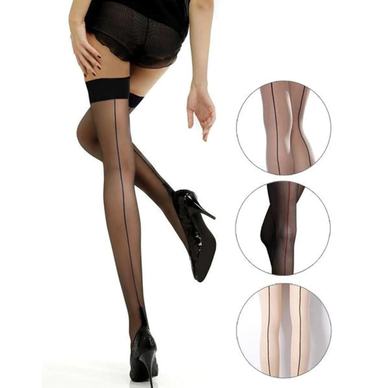 Medias sexys Mujeres Medias Gruesas a Rayas Tentación Largas Mujeres Sexy Calcetines de Punto sobre la Rodilla Señoras Muslo Calcetines Altos sobre la Rodilla (Beige A)