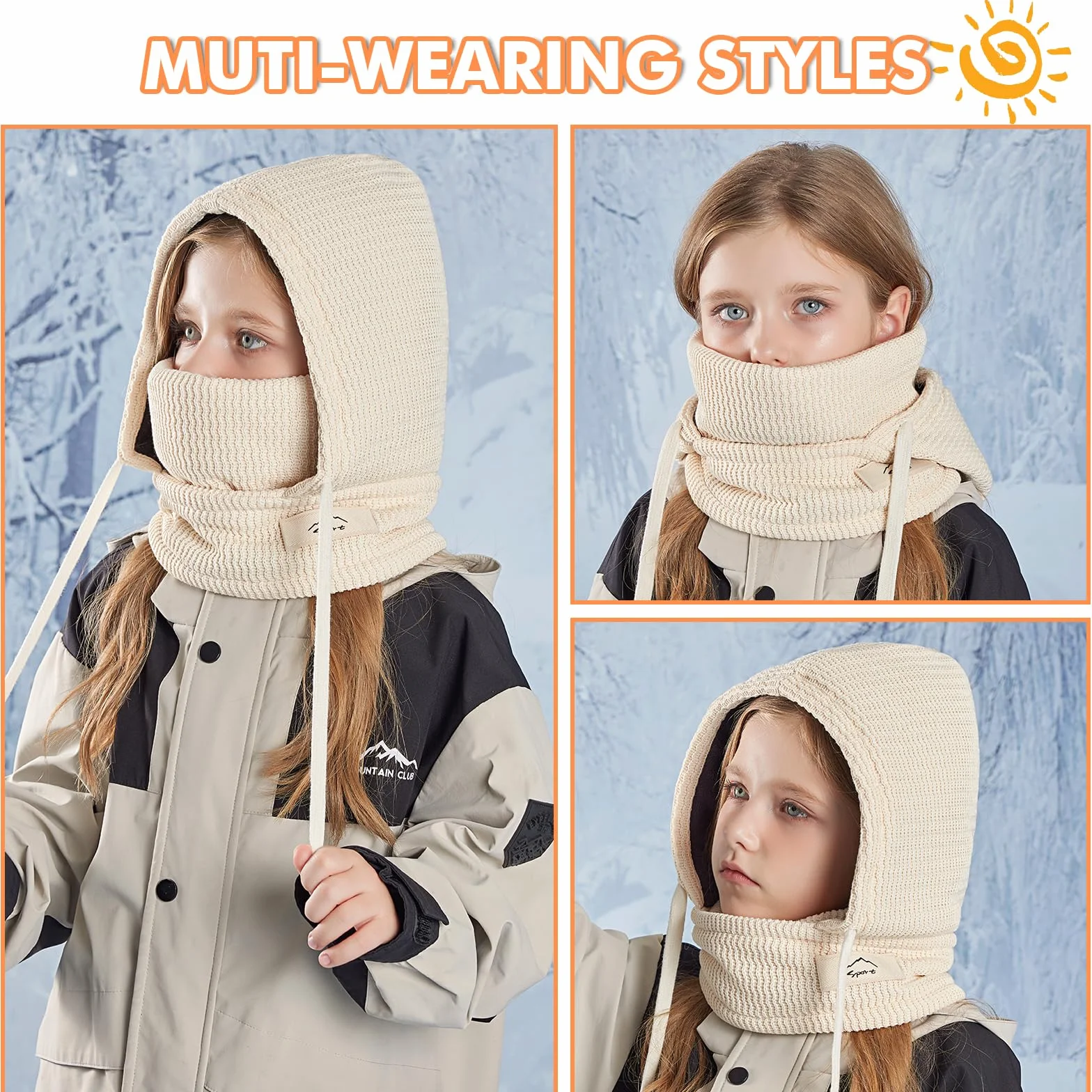 Pasamontañas Térmico Invierno Niños 4-10 años, Máscara Esquí Ciclismo, Gorro Forro Polar