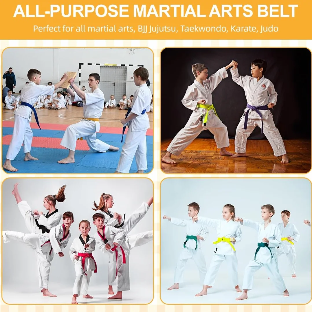 JEYORZY 240cm Cinturón Judo Karate Taekwondo Aikido Artes Marciales Tela Gruesa Adultos Niños Amarillo
