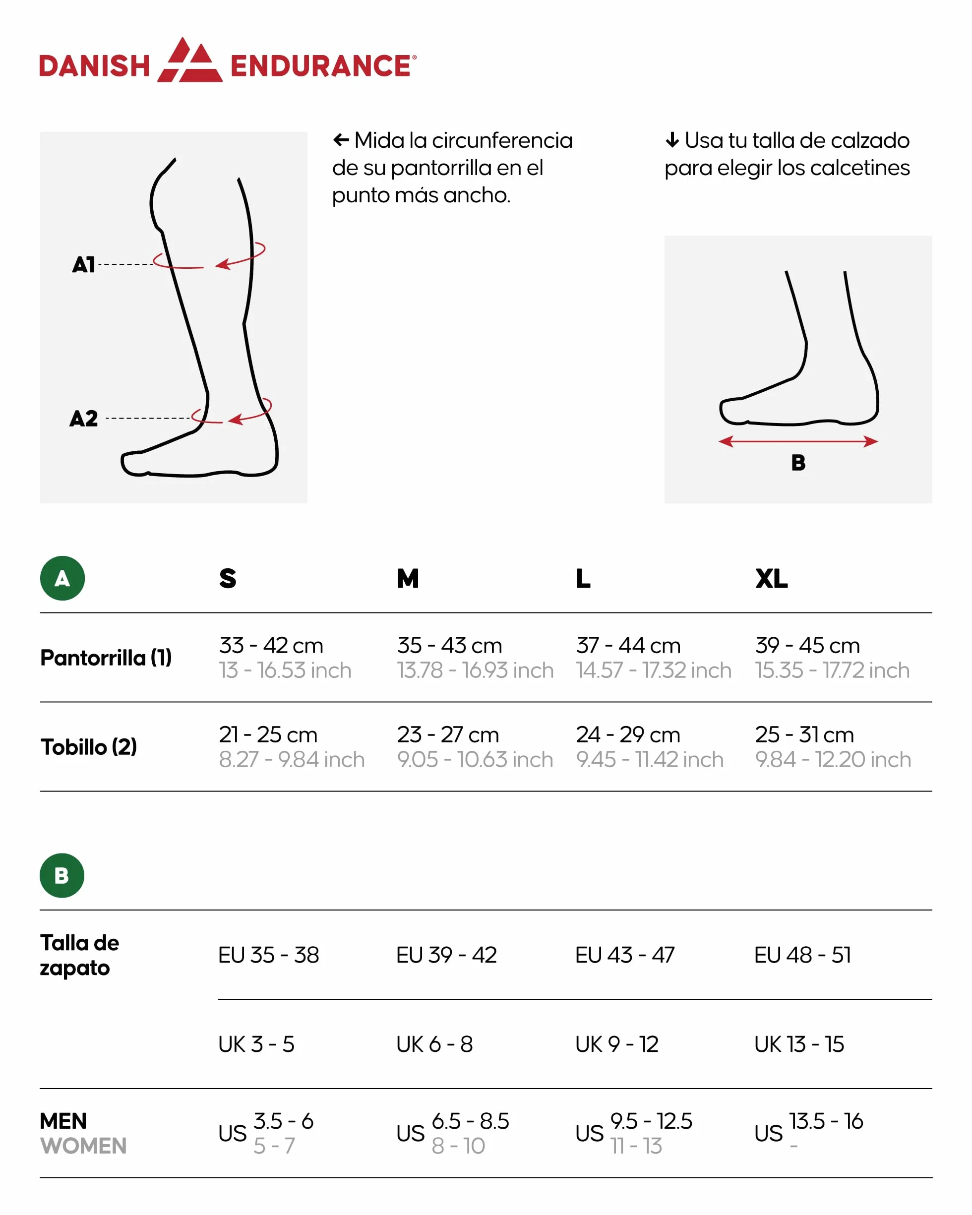 DANISH ENDURANCE Calcetines de Compresión Unisex, Soporte Firme Graduado para Entrenamiento