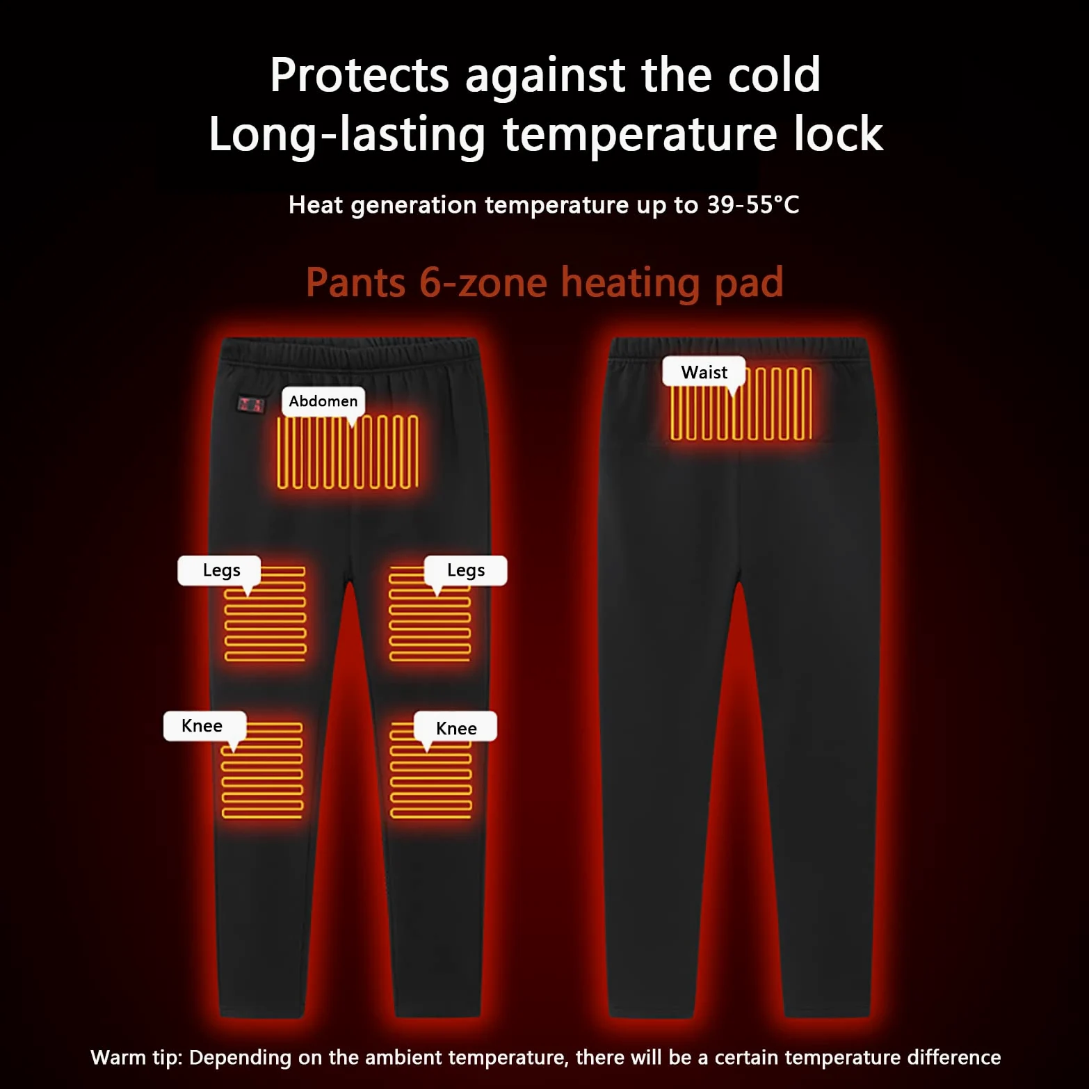 Conjunto de Ropa Interior Térmica Calefactables para Hombre y Mujer, Ropa Térmica Eléctrico (Top + Pantalones) con 3 Configuraciones de Calor,Black,L