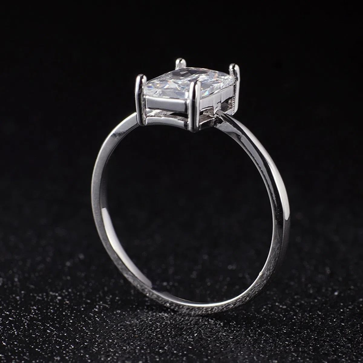 Anillos Mujer Anillo 750 Oro Blanco 9K Oro Blanco Au375/Au585/Au750 Moissanite Blanco Rectangular Moissanite Tamaño 45 (14.3) Clásico para Lesbianas Aniversario Personalizado