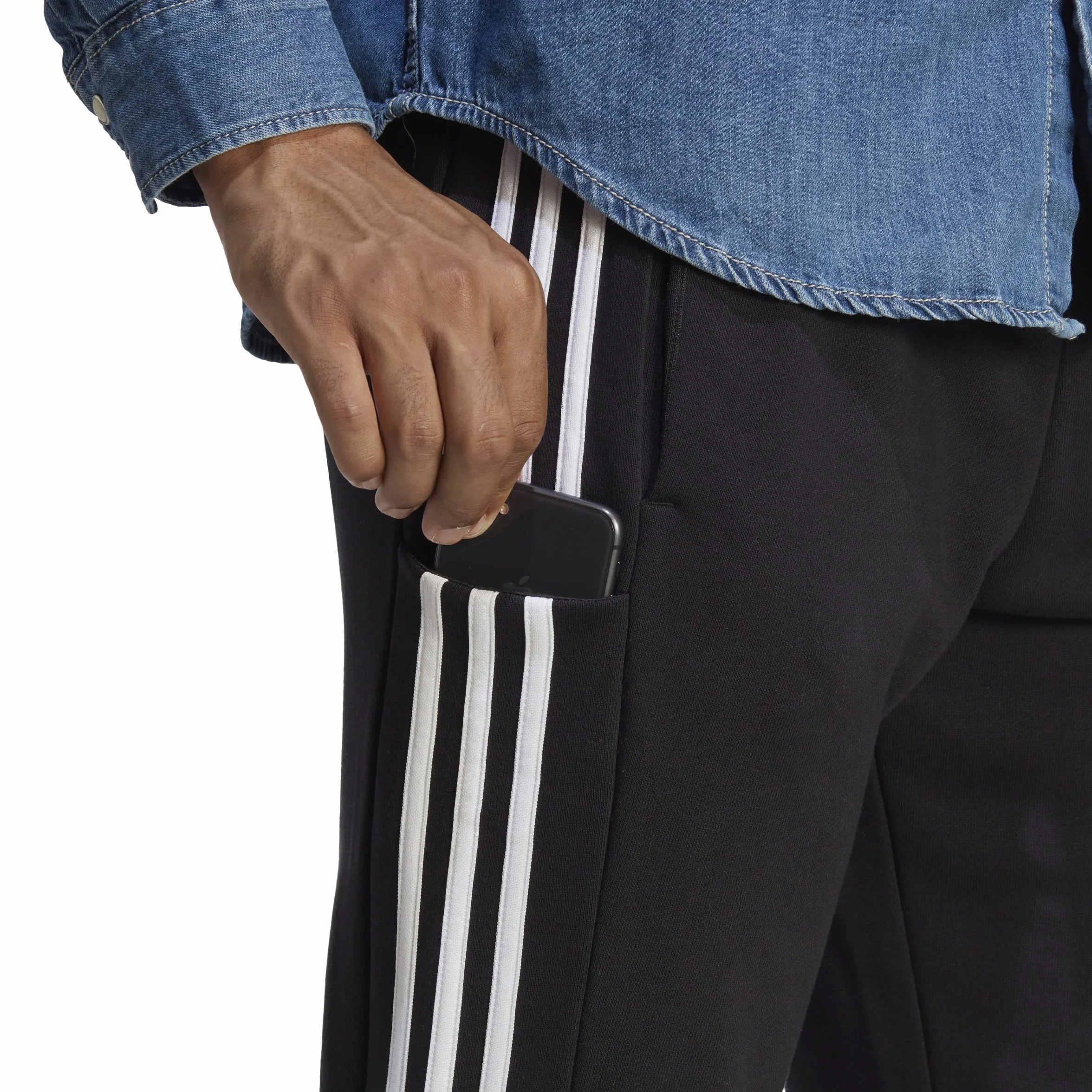 adidas Essentials French Terry Tapered Cuff 3-Stripes Pants - Pants Hombre