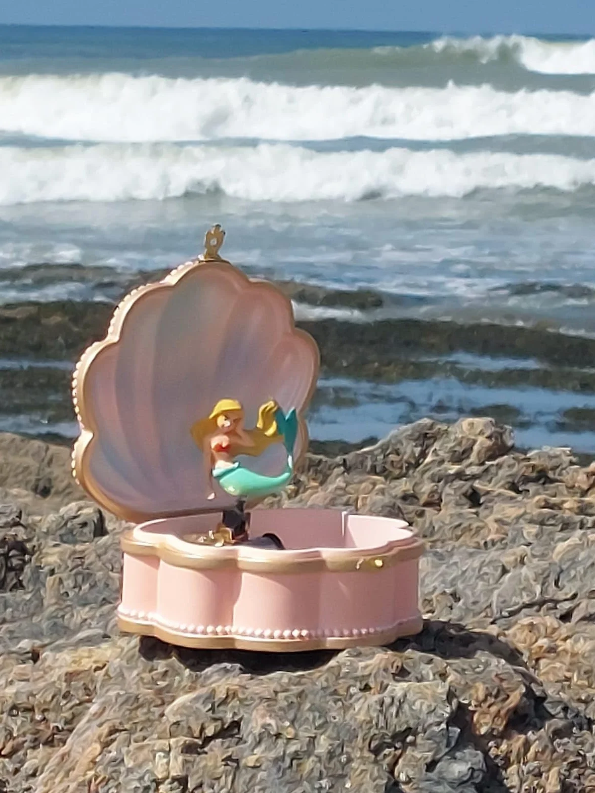 Trousselier Sirena en concha Caja de música coleccionista Pequeña joyería musical Vintage Rosa Le lac des Cygnes
