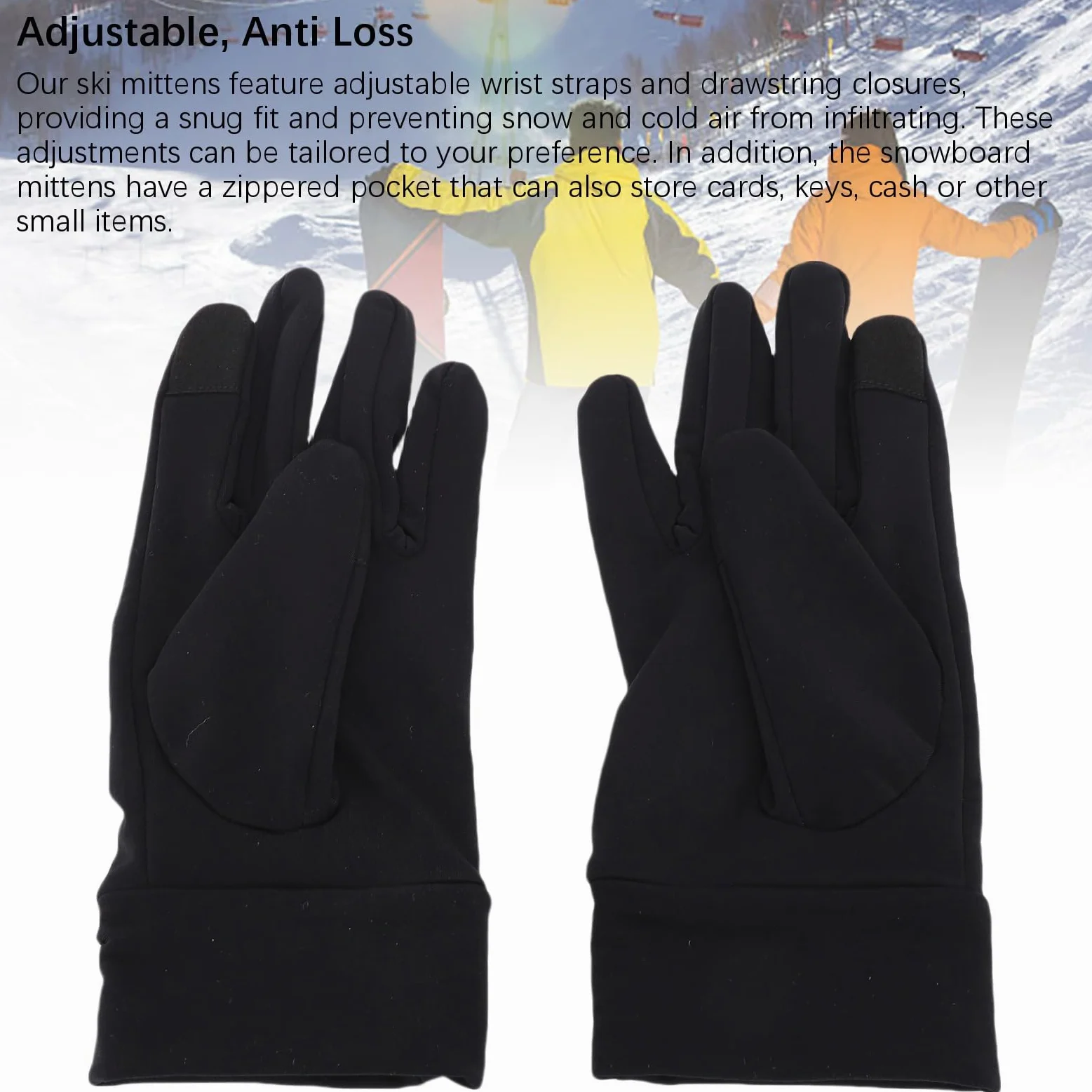 FILFEEL Manoplas de esquí para Hombres y Mujeres – Térmicos de Snowboard Resistentes Al Viento y a la Nieve con Interiores de 5 Dedos, Palma de EVA Muñequeras – /Blanco
