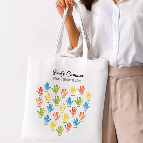 Transparent Gift Tote Bag Personalizada con Texto. Bolsa de Tela Personalizada Reutilizable ECO. Regalos para Profesores. Regalos para Profesoras. Regalos Originales para Mujer y Hombre