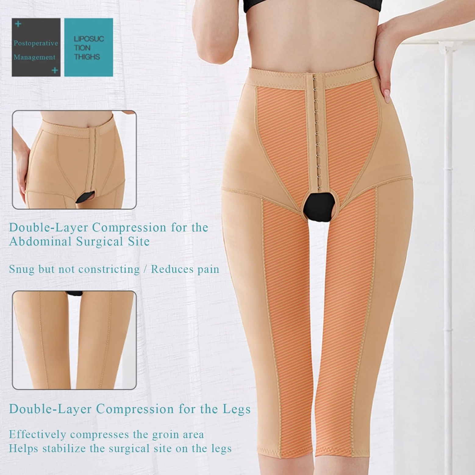 Pantalones Moldeadores De Alta Compresión Pantalones Moldeadores Liposucción 7/8 Control Y Moldeado del Abdomen