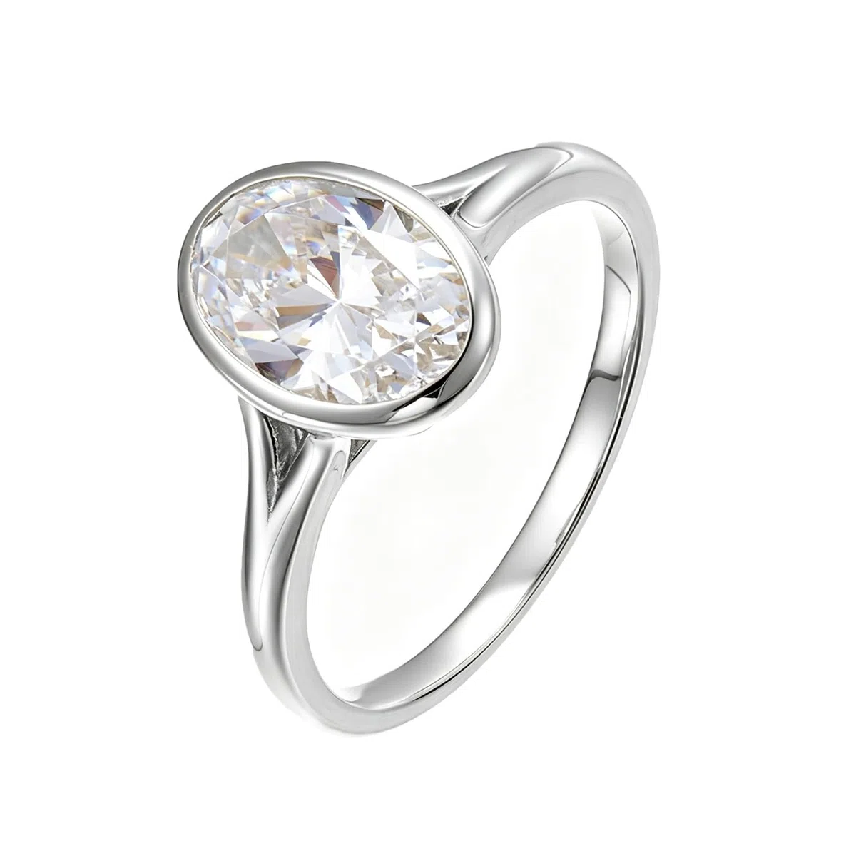 Anillo de compromiso de oro blanco de 9 K/14 K/18 K con moissanita ovalada, anillos de boda solitarios