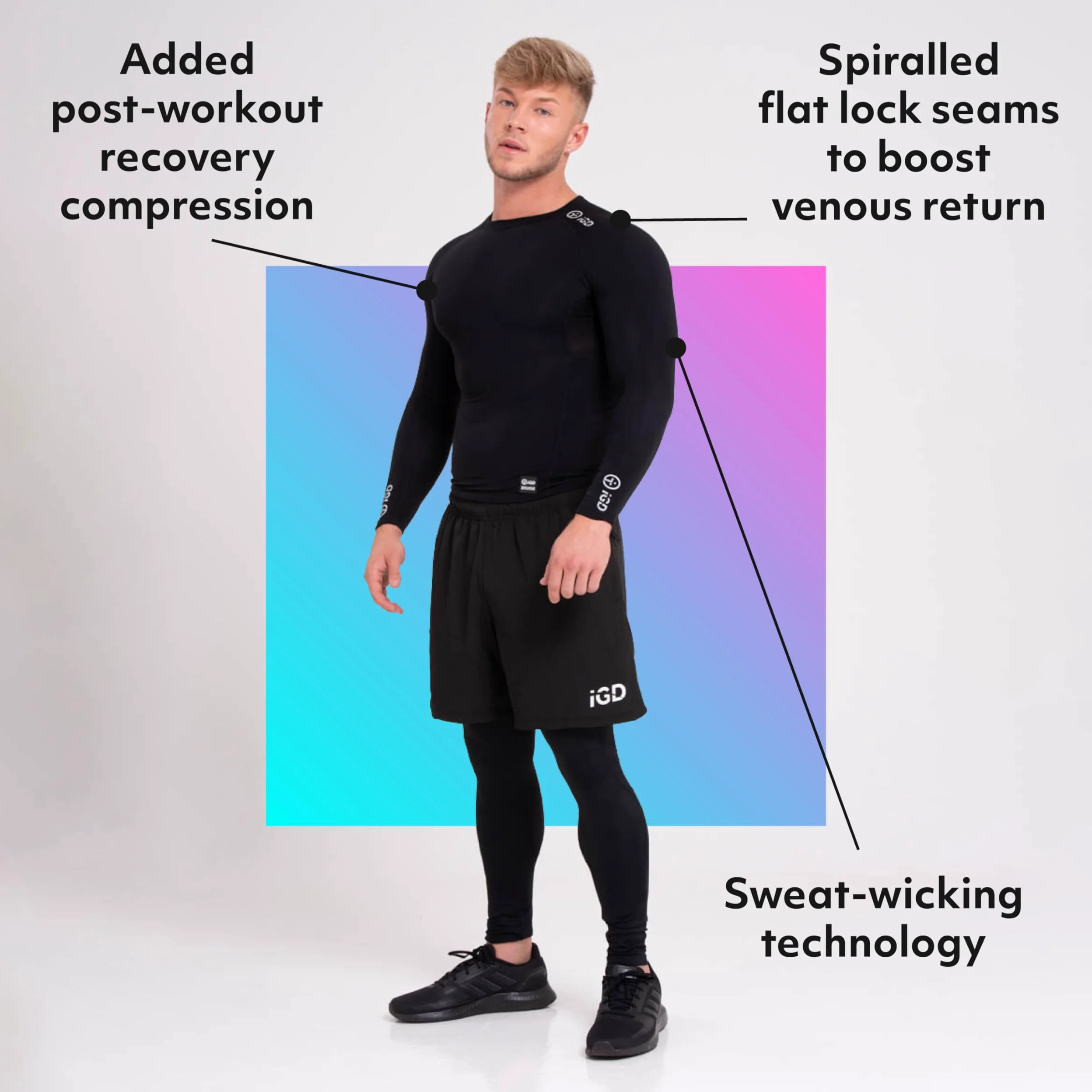 Camisa de compresión para hombre con recuperación muscular y soporte articular para el gimnasio, correr y más, capa base térmica, comodidad inigualable, absorbe la humedad (negro)