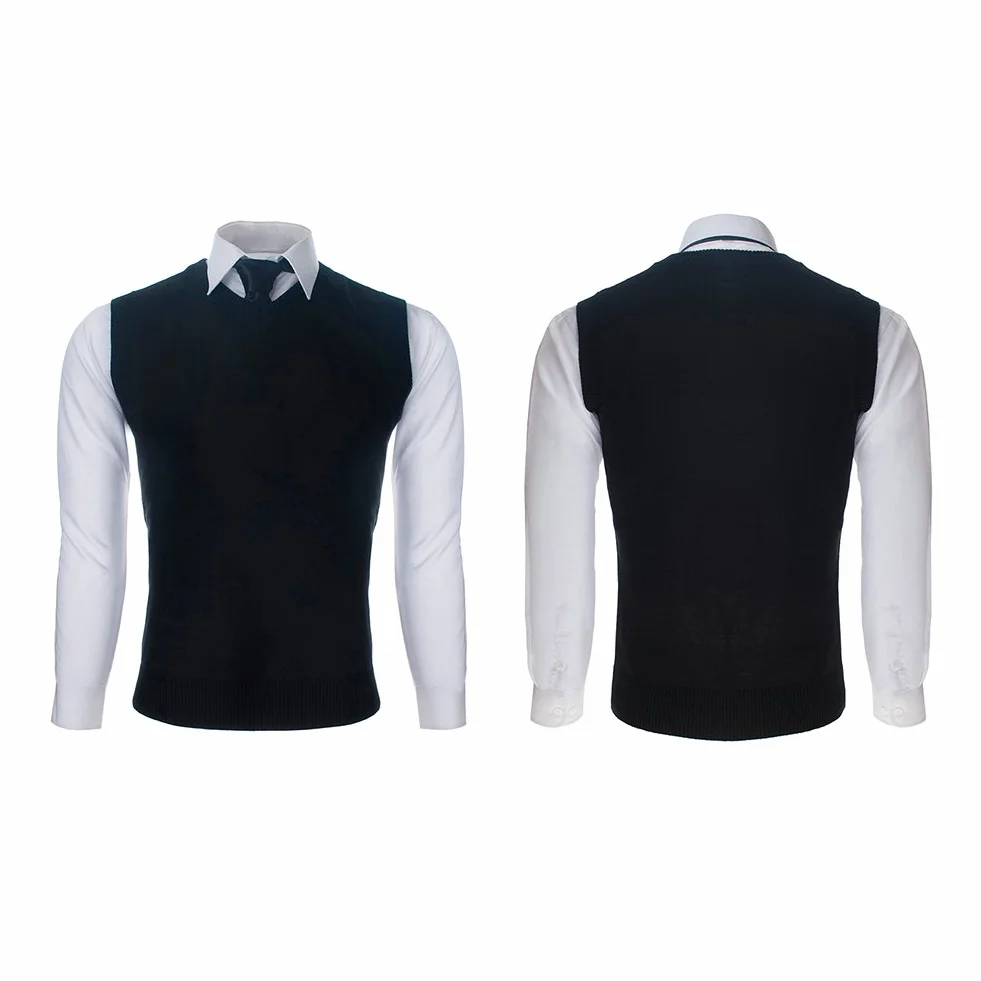 TopTie Chaleco de suéter Liso de Color sólido de Negocios para Hombre, Jersey Informal de Ajuste de algodón