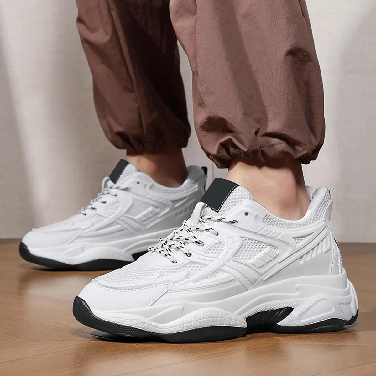 Zapatillas deportivas para hombre con amortiguación, zapatillas de correr para calle, zapatillas de fitness, zapatos de moda, transpirables, plataforma, retro, de malla, zapatillas de senderismo