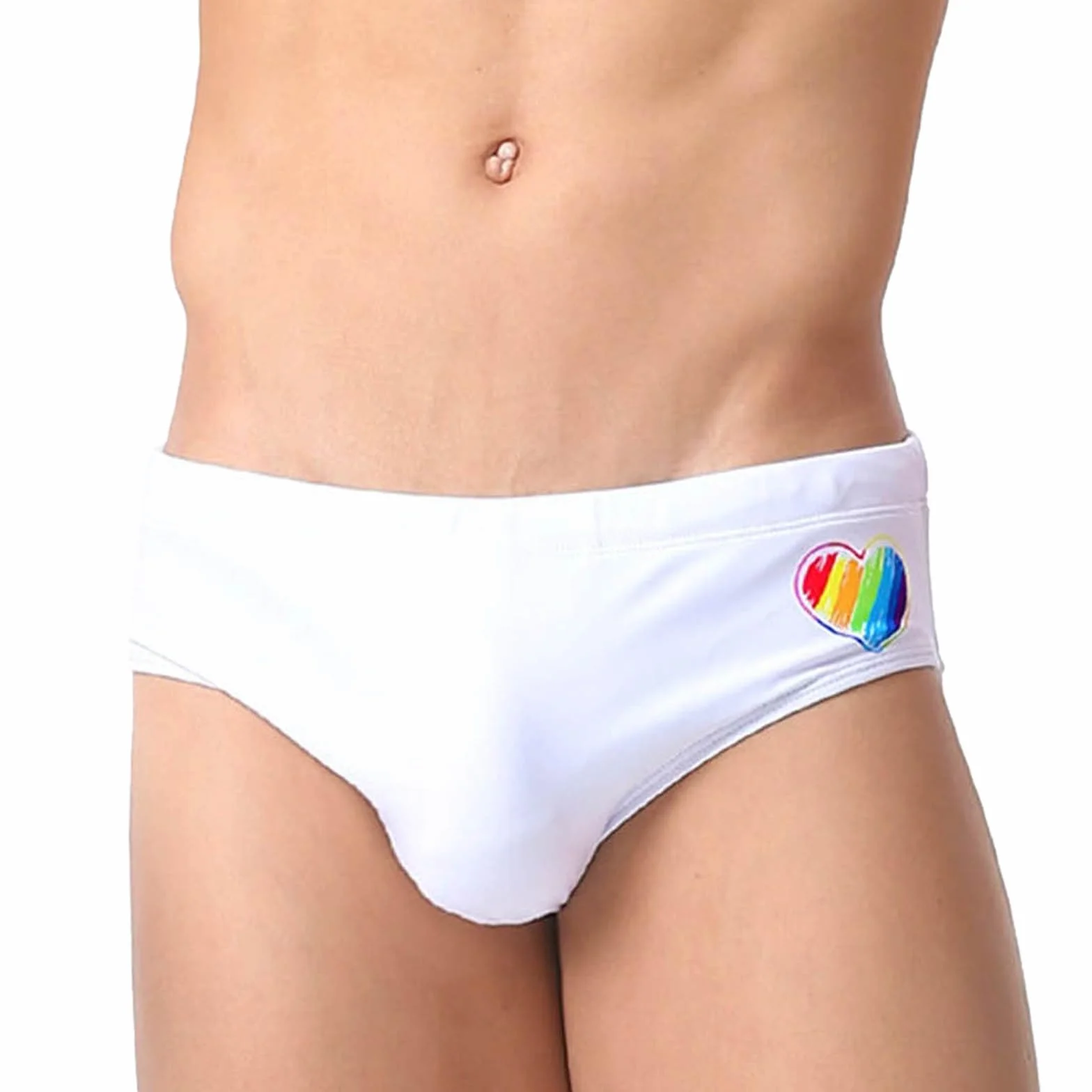 Bañador Hombre Slip Corazones con Relleno Deportivo Ropa de Baño Corto con Cordón Surf Natación Piscina