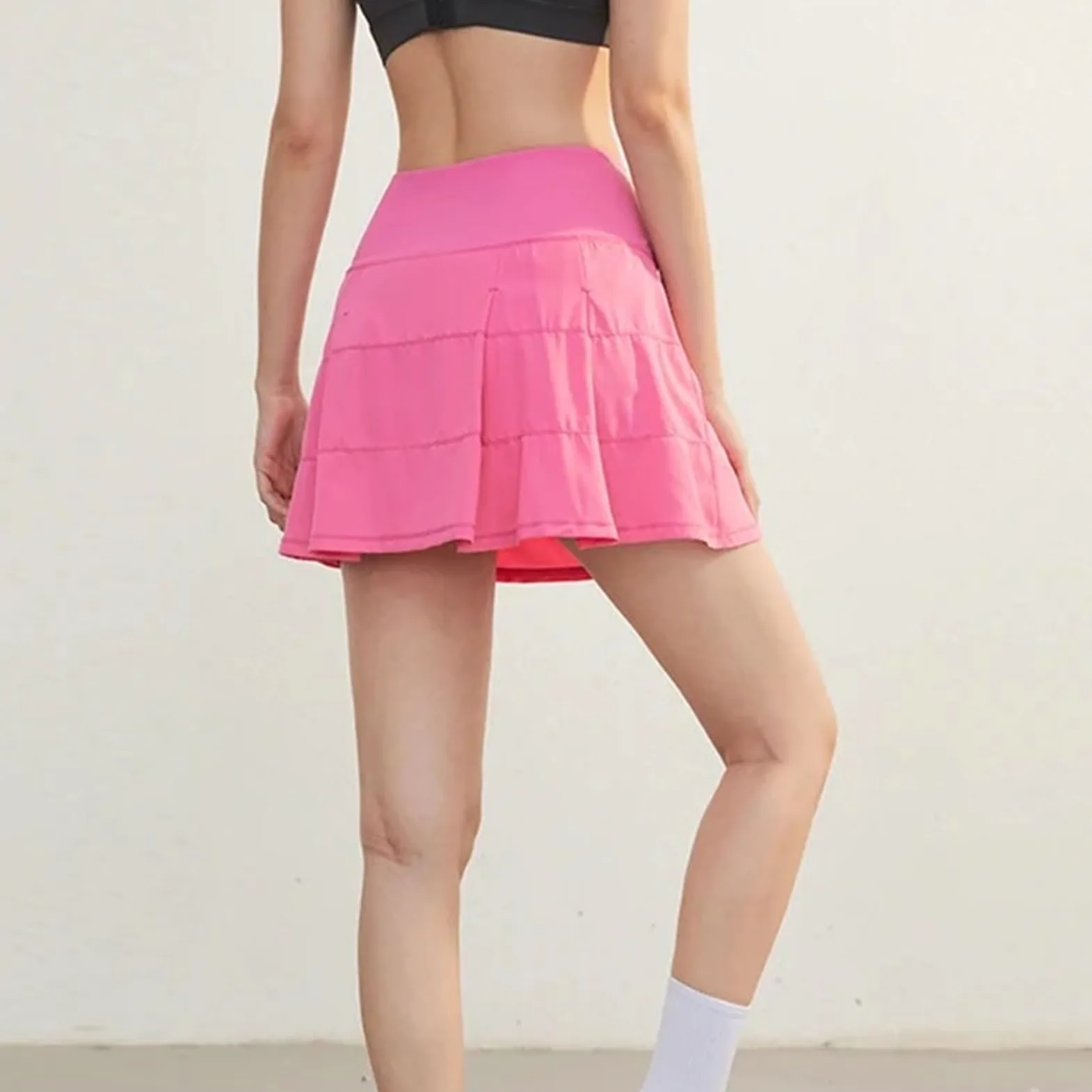 Falda de Tenis Cintura Alta Nailon Spandex con Bolsillos | Multicolor S-XXL: Tenis Golf Correr Gimnasio Casual
