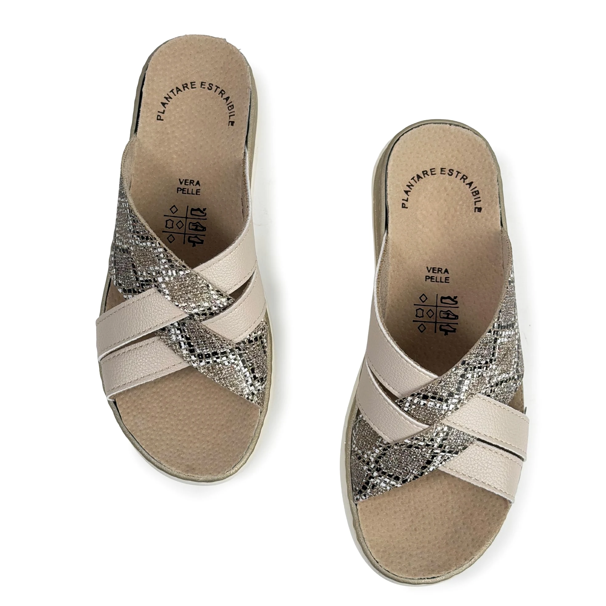 JOMIX Sandalias Mujer Ortopédicas de Cuña Elegantes Zapatillas Verano Cómodas con Plantilla Ergonómica Extraíble Piel para Mujer Mayor y Señora