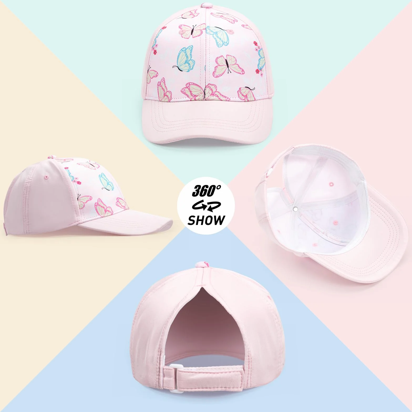 Czapka Dziecięca Baseball Trucker 6-8 lat Visera z Otworem na Kucyk Regulowana Ochrona UV 53cm