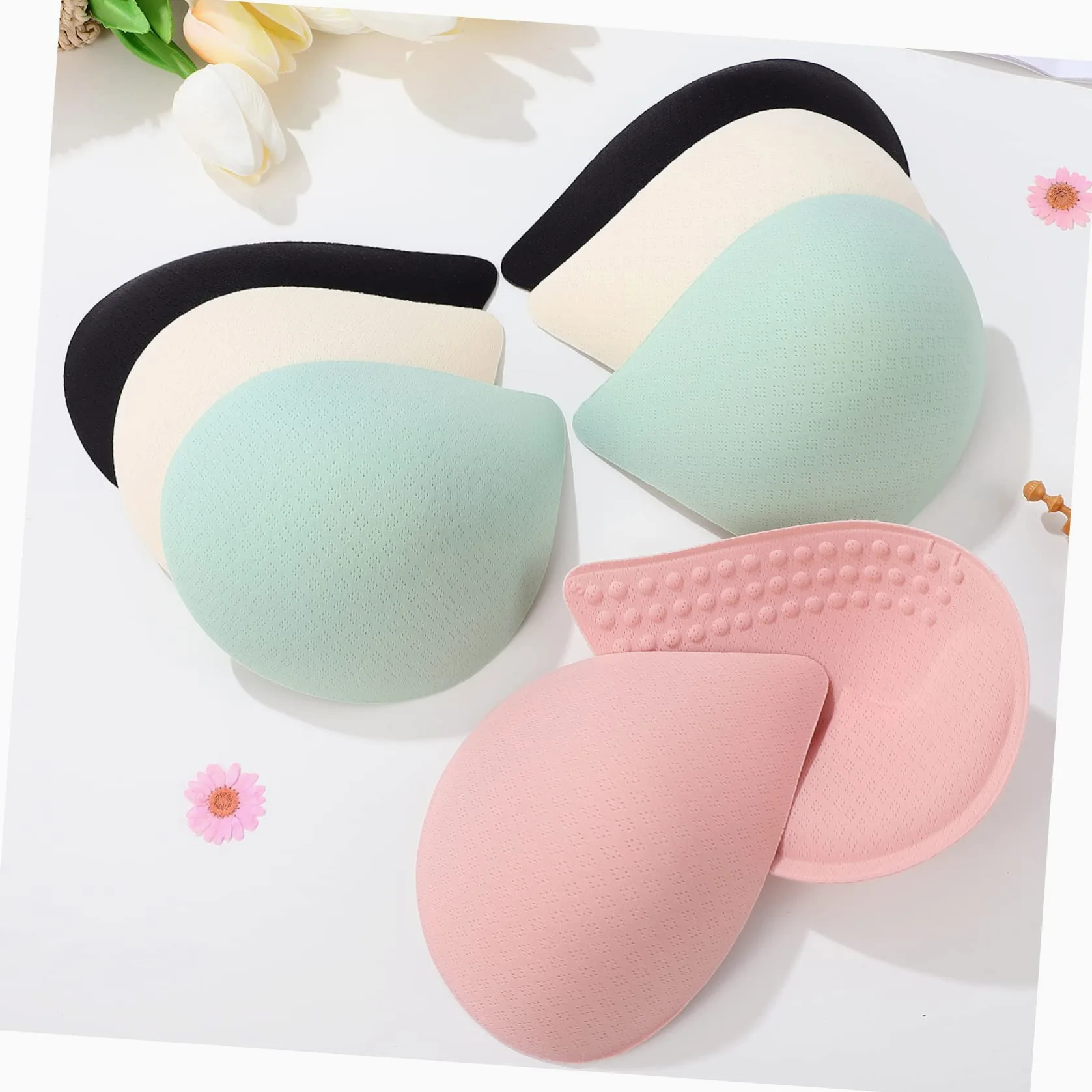 12 Pares de Almohadillas de Sujetador Hechas de Fibra Elástica y Poliéster para Mujer Cómodas y Ligeras para Tops de Bikini y Sujetadores Deportivos