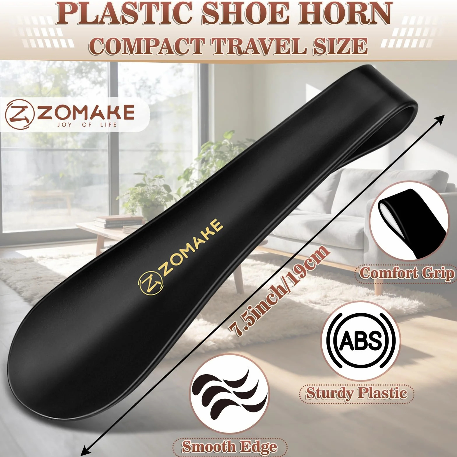 ZOMAKE Calzador de Plastico 7.5inch Pequeño de Viaje para Mujeres Embarazadas Ancianos Niños