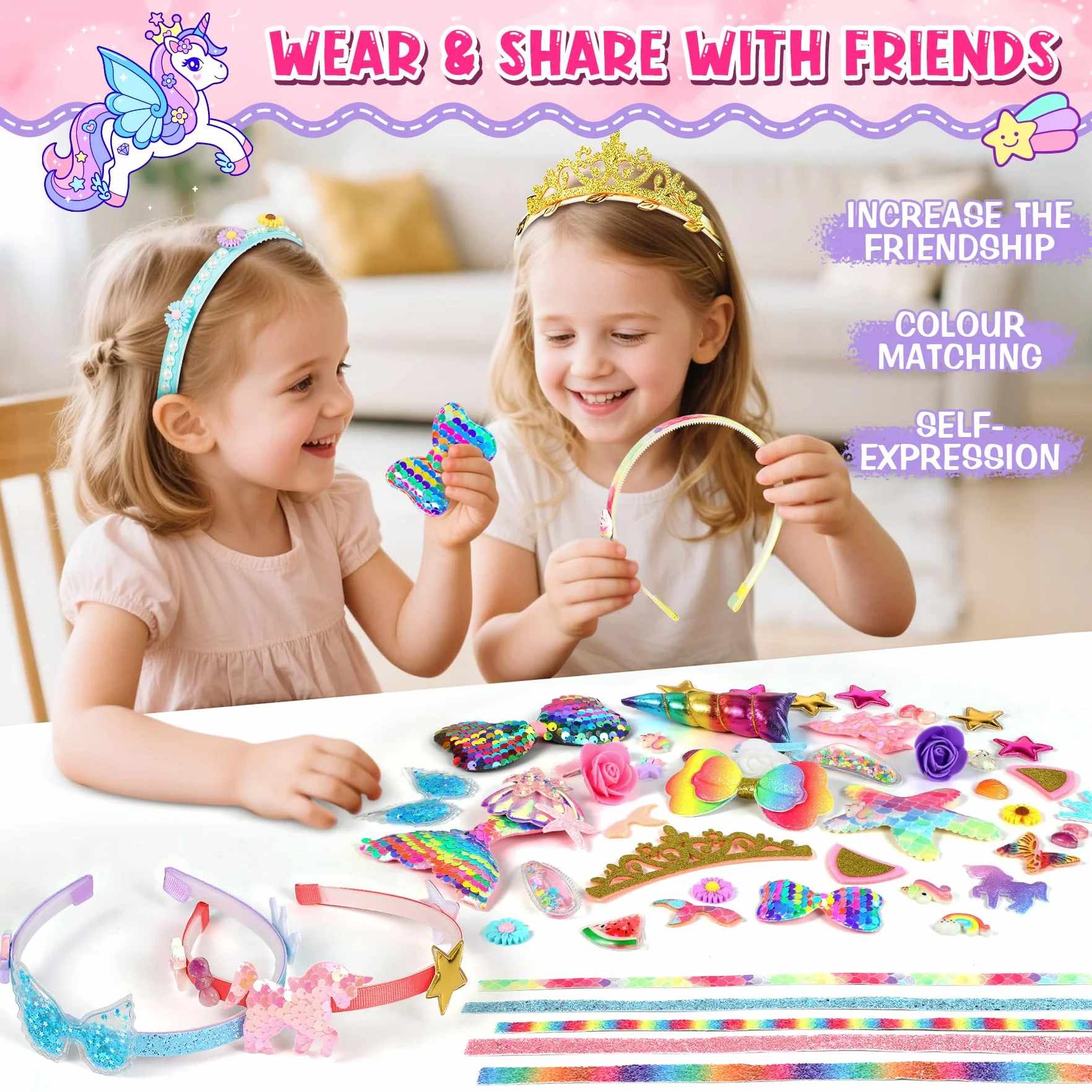 Pourbibi Kit 10 Diademas Para Niñas Manualidades Accesorios Cabello Juguetes Regalo 3-8 Años