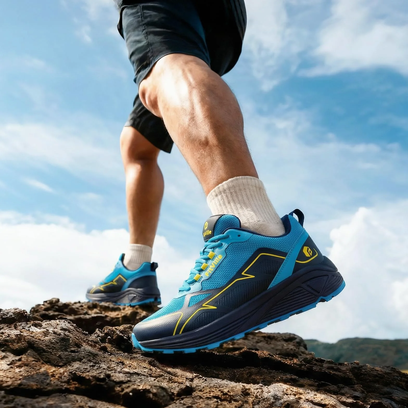 FitVille Zapatillas Ancho Trail Running Hombre Zapatos Caminar Montaña Antideslizantes Deporte Trekking