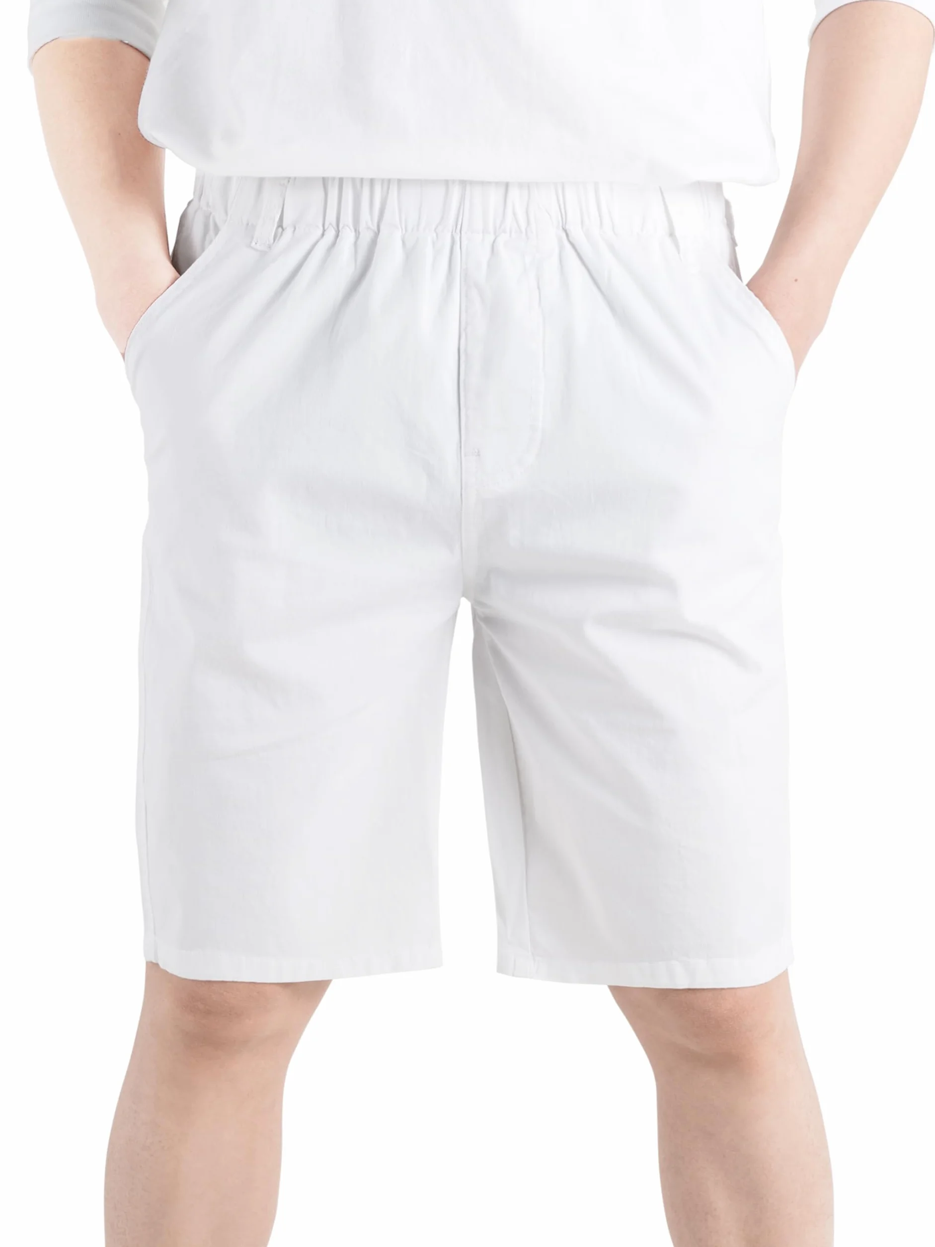 CAMLAKEE Pantalón Chino Corto Niño Verano Pantalón Liso Transpirable con Cintura Elástica