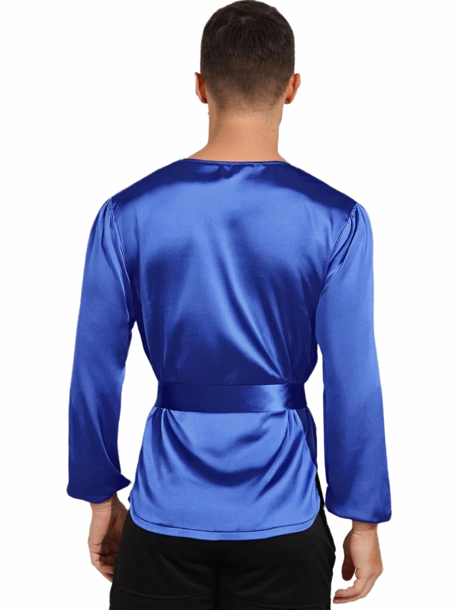 Freebily Camisa Cura Manga Larga Hombre Clero Litúrgica con Cinturón