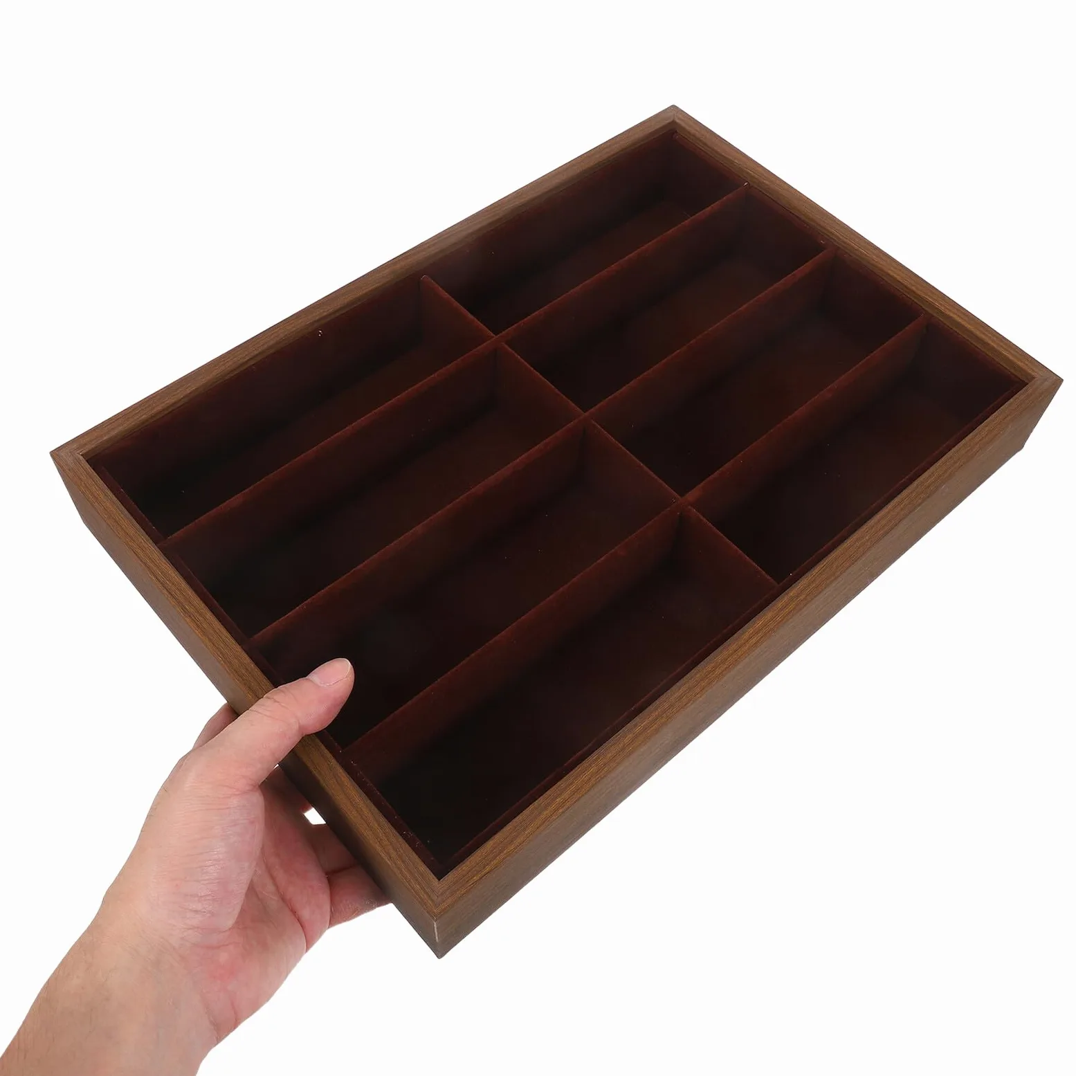 DOITOOL Organizador de Gafas de Sol 8 Compartimentos de Madera y Base Antideslizante, Bandeja Elegante y Espaciosa para Almacenamiento y Exhibición Estable