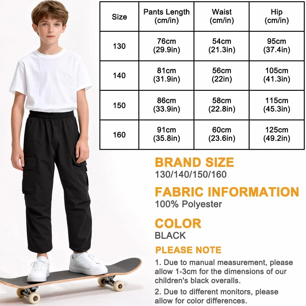Pantalones Cargo para Niño con Cintura Elástica y Talón Ajustable, 7-15 Años