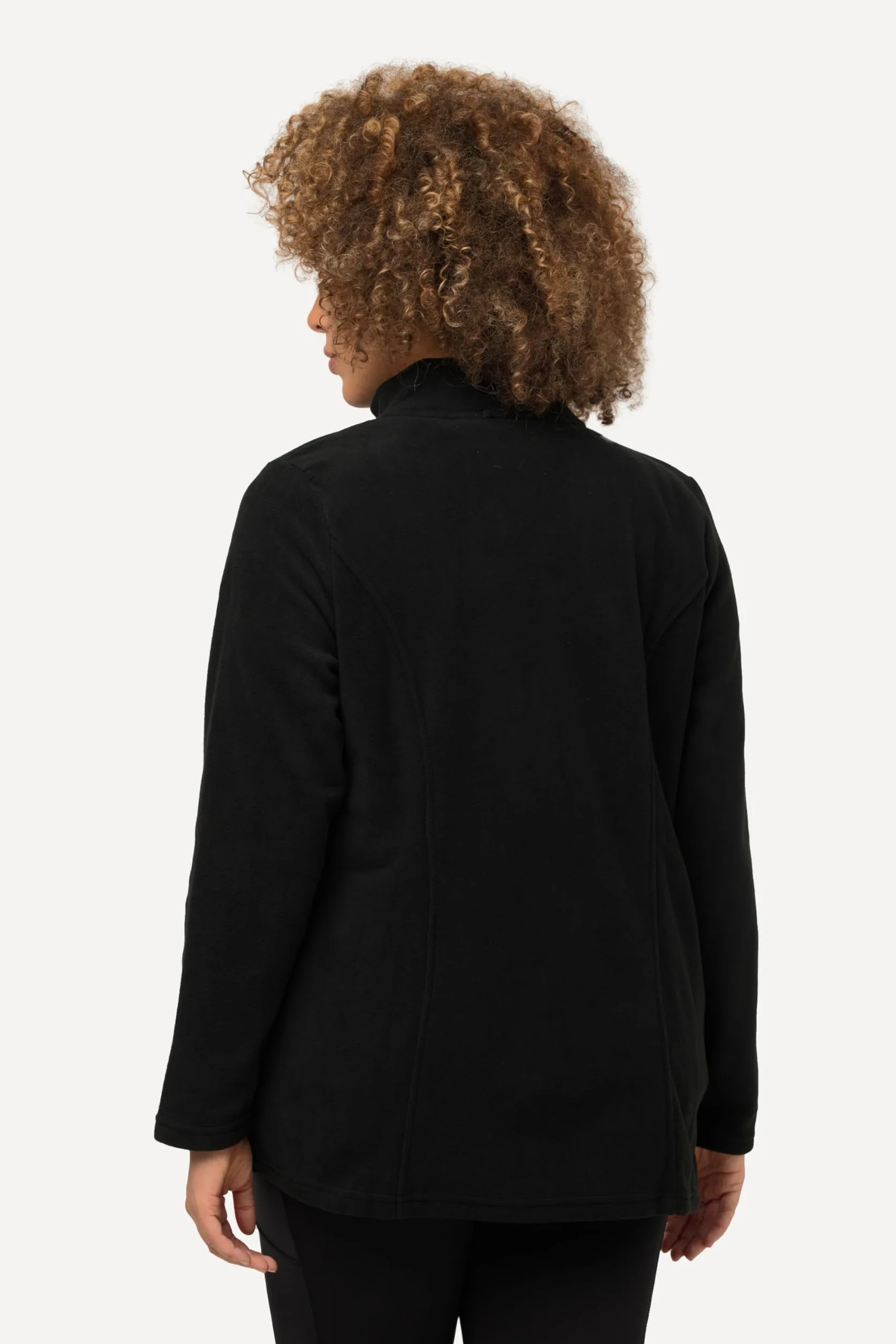 Ulla Popken Mujer Sudadera con Cremallera Negro 50+