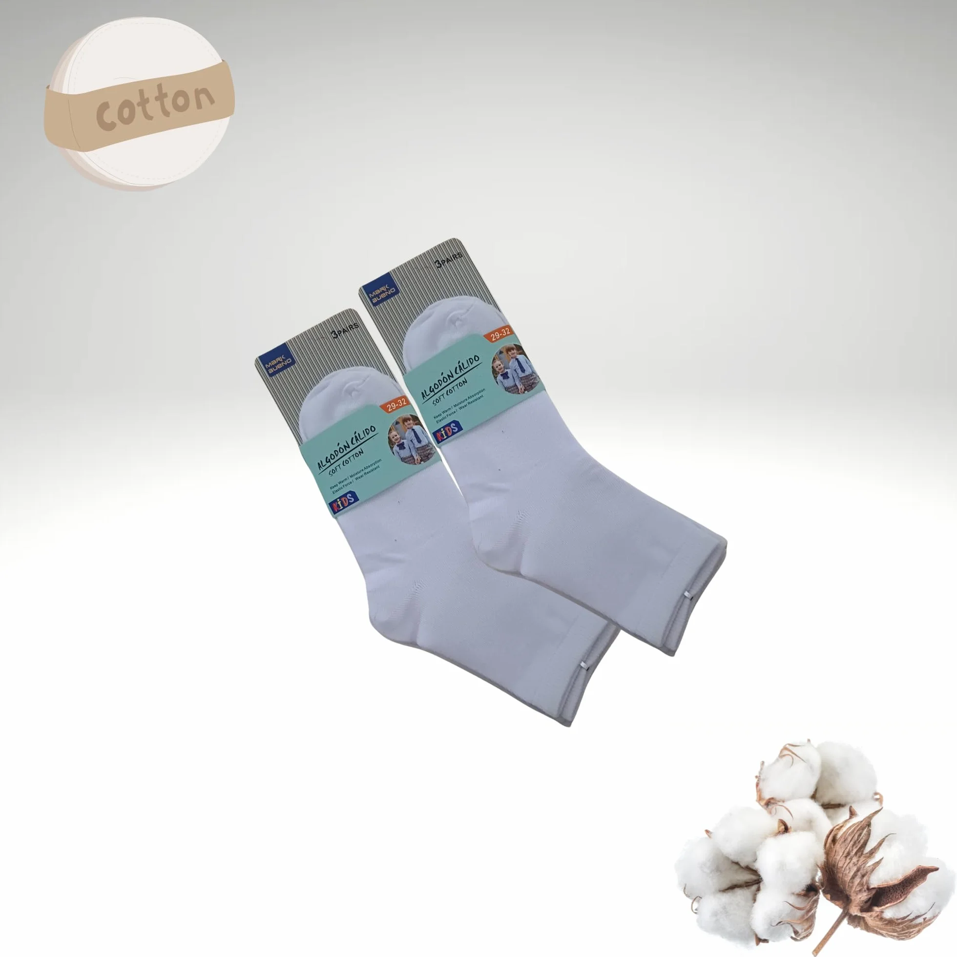 (6 pares) calceltines escolares para niña-niño blancos de algodon uso colegio, deportes, casual unisex, calcetin para uniforme escolar semialtos, medias (FR/ES, Números, 12, Regular, BLANCO 29-32)