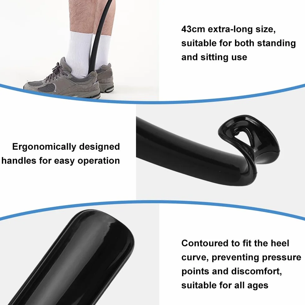 Calzador de Zapatos de Plástico Largo 43 cm Ergonómico 2 Piezas