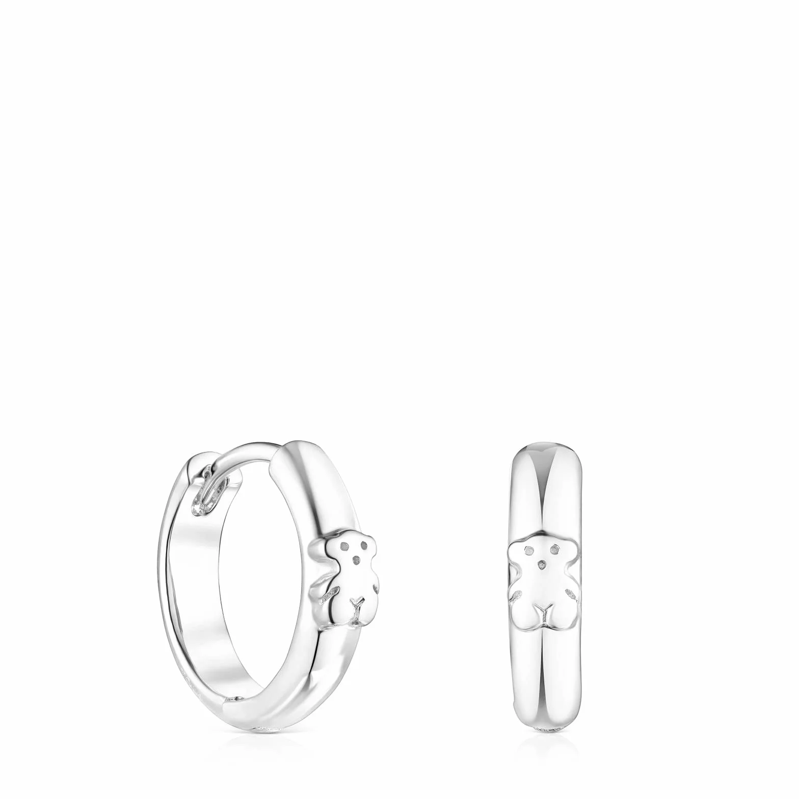 TOUS Pendientes de Aro de Plata de Primera Ley 3mm 1 cm Motivo de Oso Colección Basics