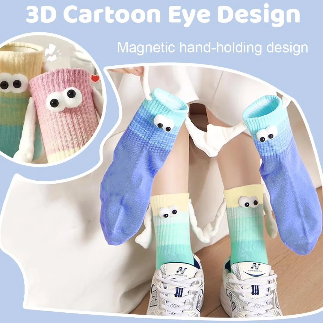 de calcetines magnéticos divertidos,Mediano Tubo Calcetines, calcetines 3d mano en la mano para mujeres hombres, par unisex divertido con las manos, calcetines para pareja