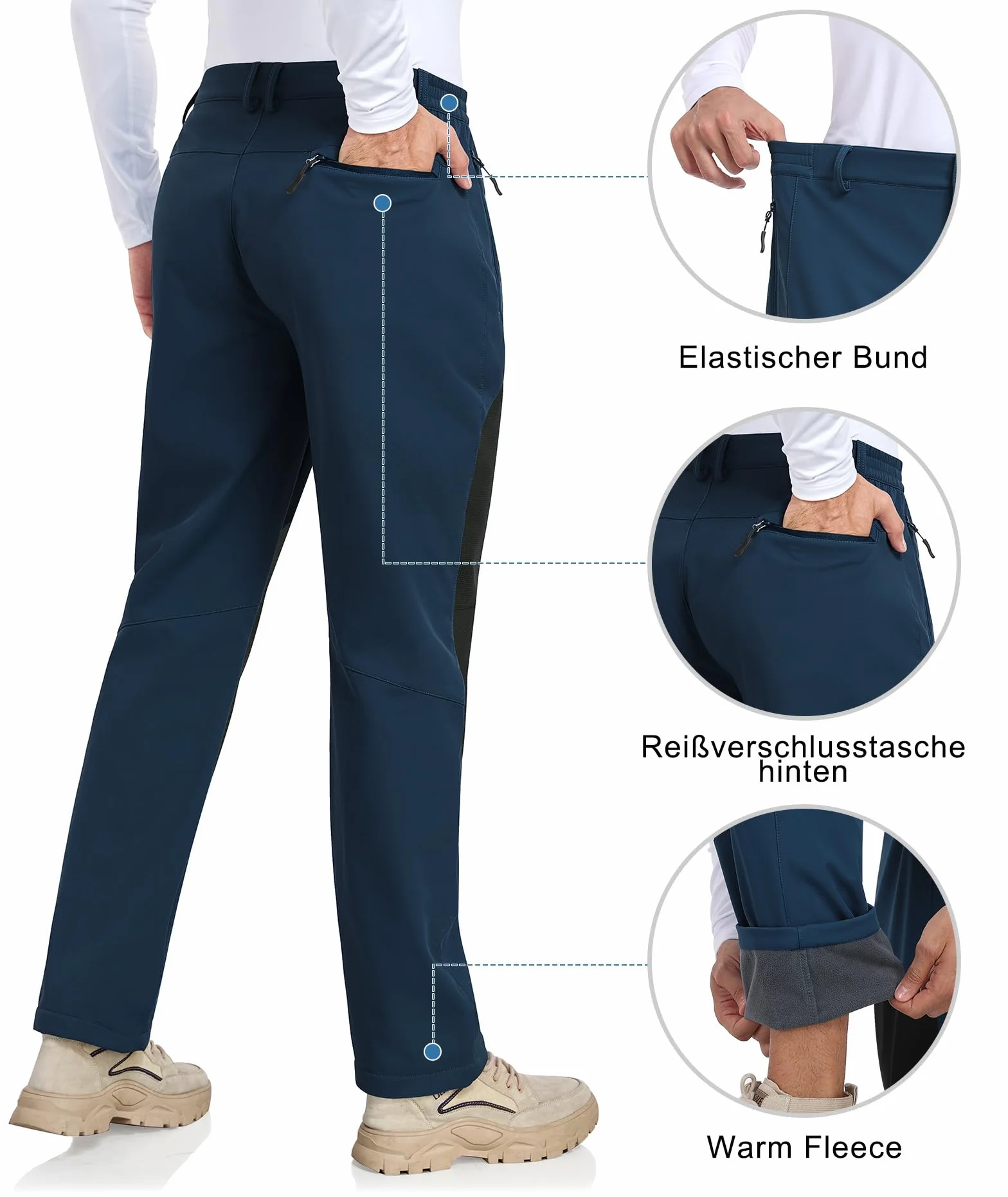 Pantalones Trekking Hombre Impermeables Pantalones Termico Alimentato Montaña Pantalon Moto Hombre Invierno Pantalon Ski con Tasca (Versión Relajada)