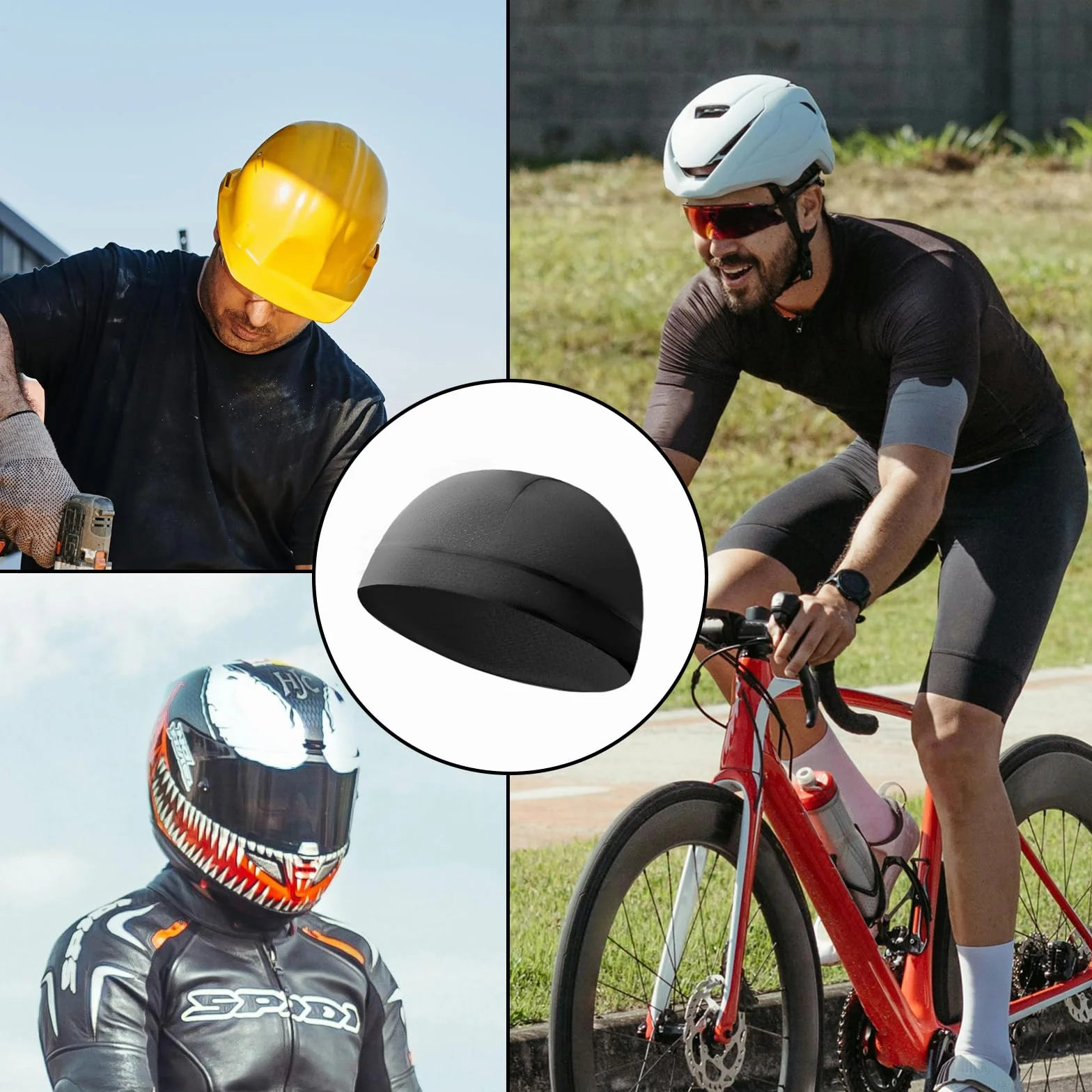 Gorro de Ciclismo Multifuncional para Hombre Mujer, Skull Cap Verano Respirable, Forro para Casco Moto Bici