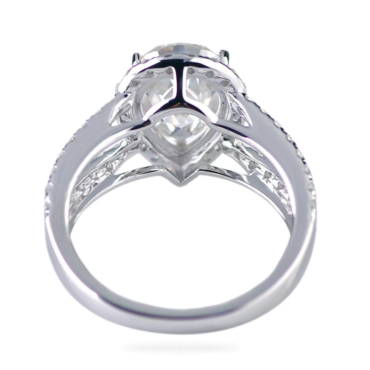 Anillo de oro blanco, anillos a juego con moissanite en forma de gota de 1/1,5 ct, regalos de aniversario de boda para mujeres