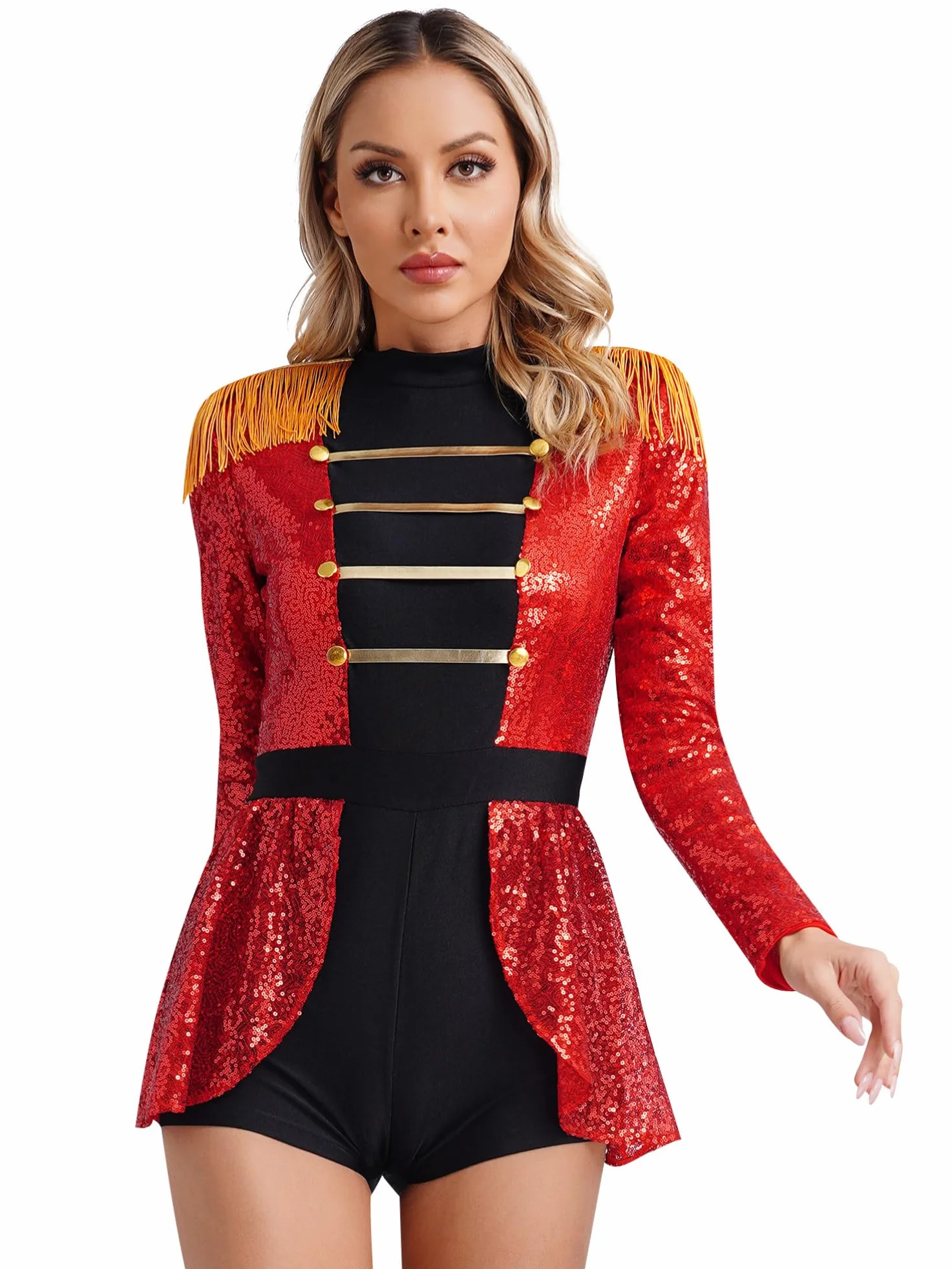 Alvivi Maillot de Domadora Circo con Borlas para Mujer Mono Lentejuelas Danza Patinaje Disfraz Carnaval S-4XL